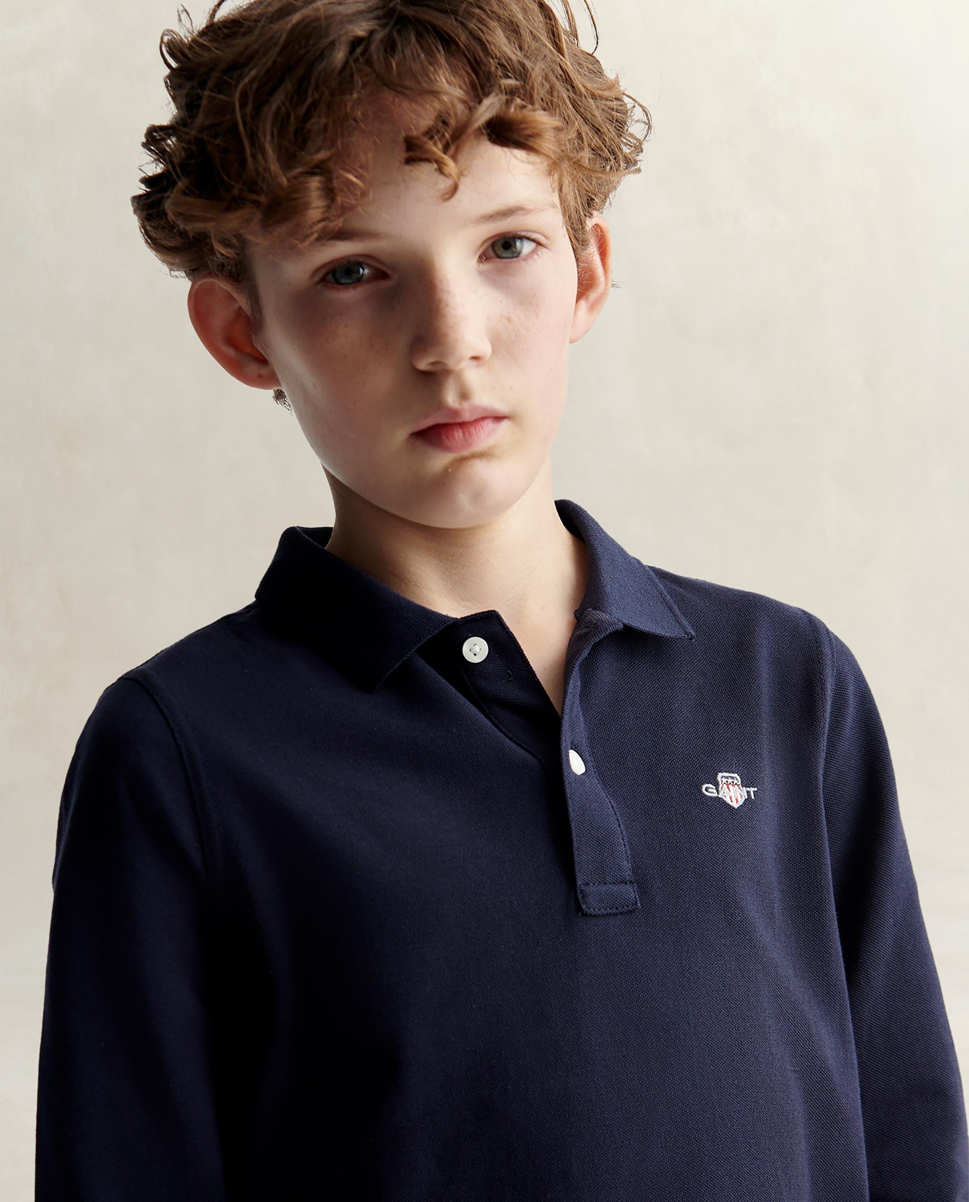 Polo de niño de manga larga y logo - Gant - Azul oscuro Azul oscuro-3