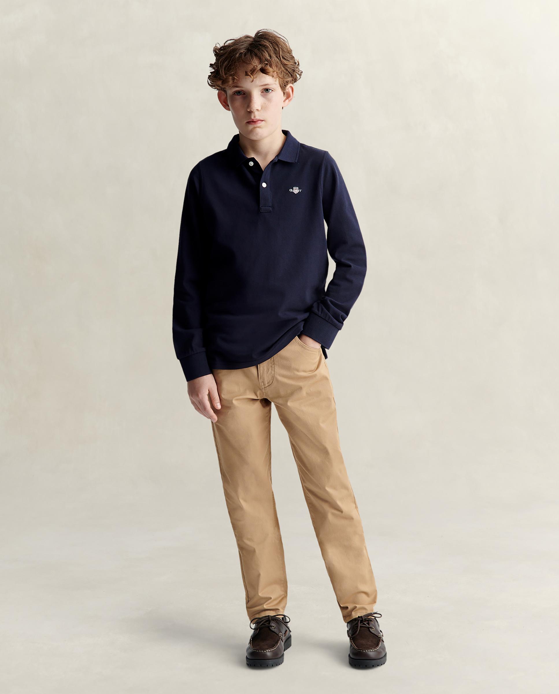 Polo de niño de manga larga y logo - Gant - Azul oscuro Azul oscuro-4