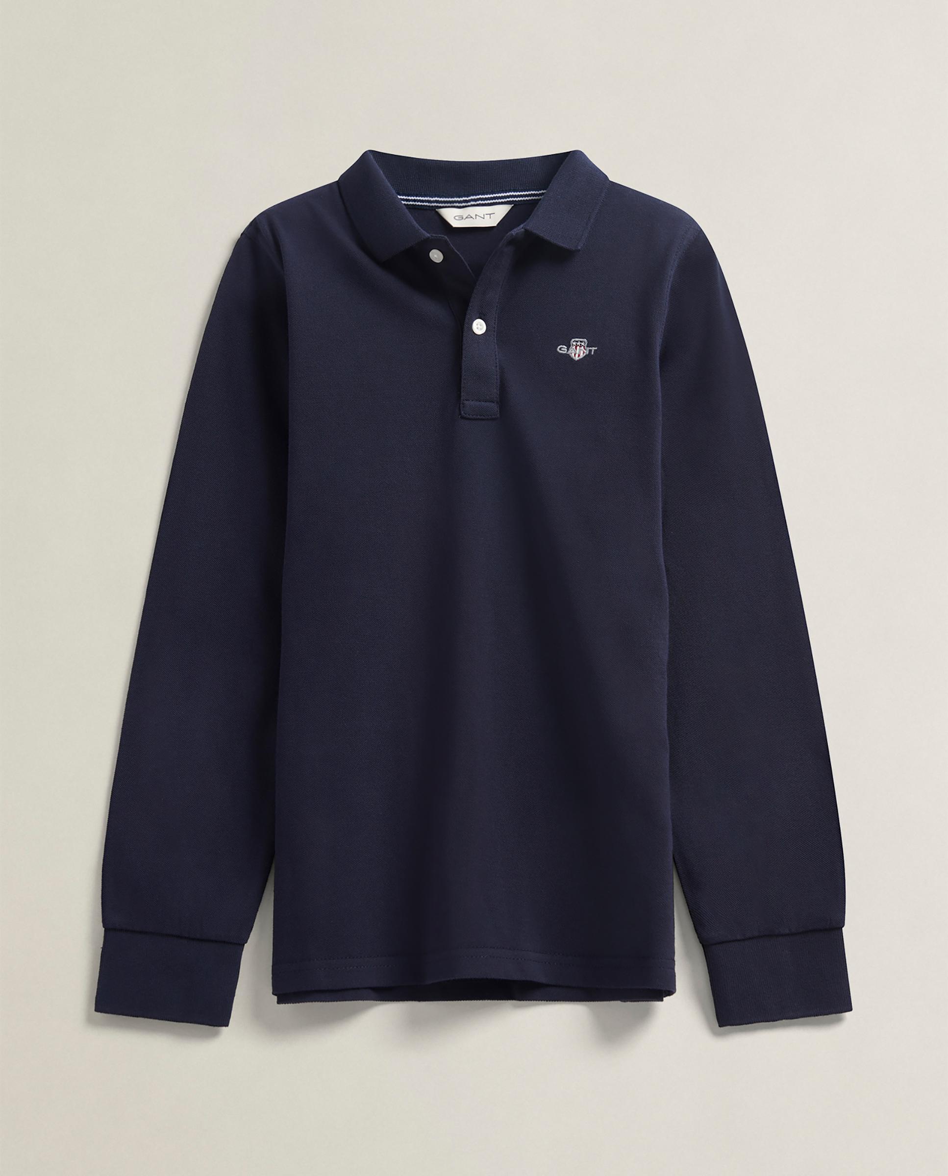 Polo de niño de manga larga y logo - Gant - Azul oscuro Azul oscuro-5