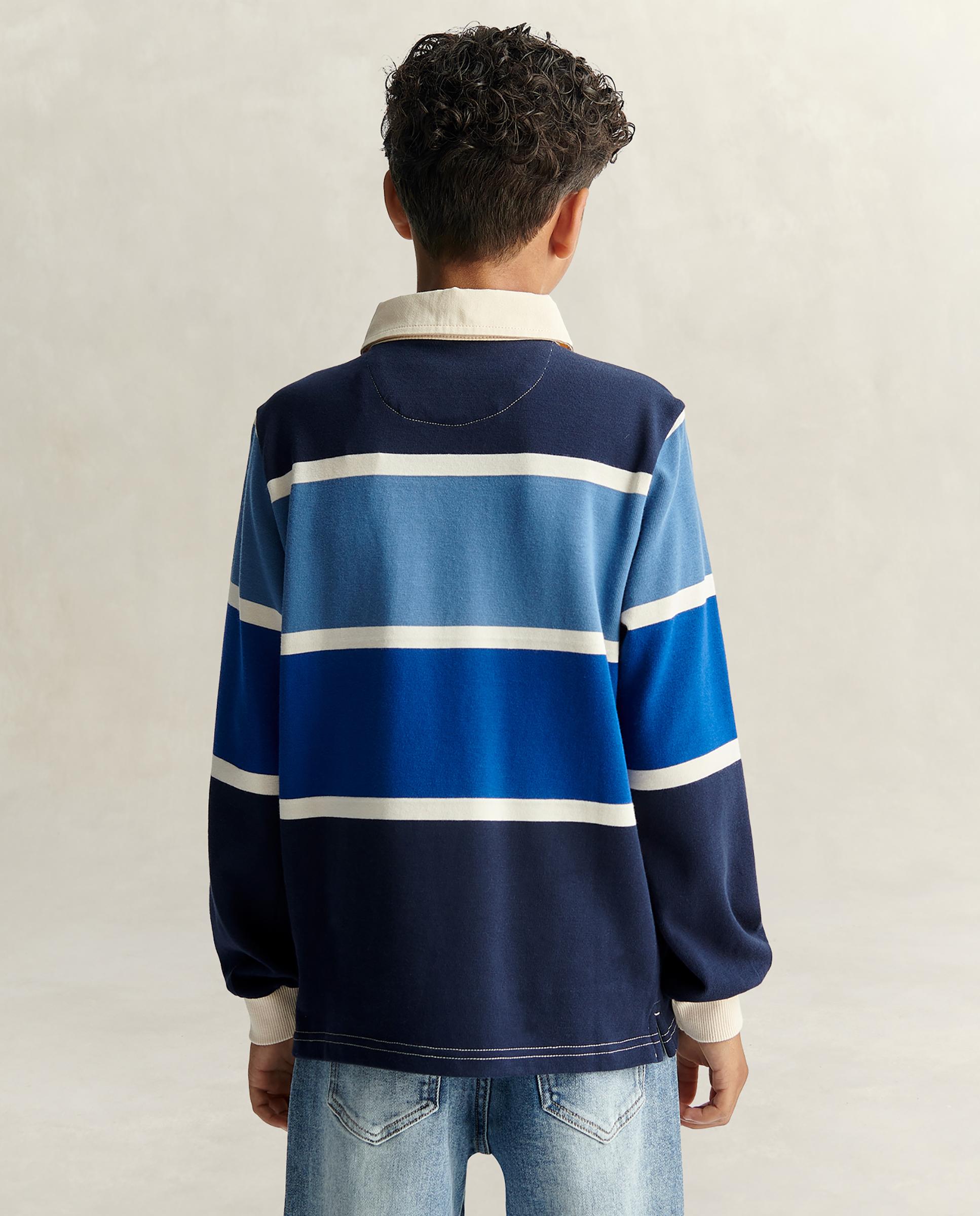 Polo de niño de manga larga con rayas - Gant - Azul oscuro Azul oscuro-2
