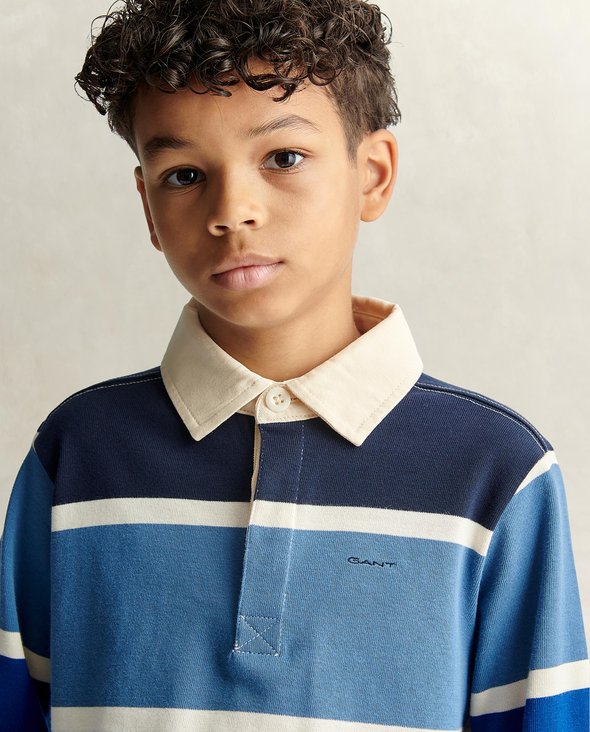 Polo de niño de manga larga con rayas - Gant - Azul oscuro Azul oscuro-3