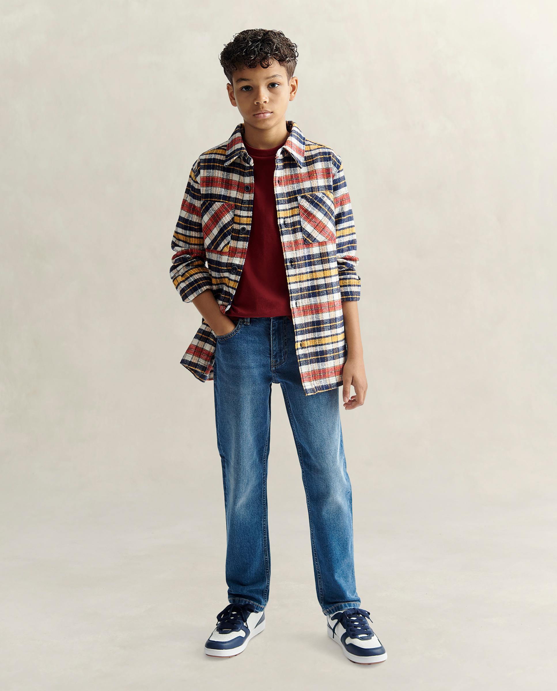 Sobrecamisa de niño de cuadros con bolsillo en el pecho - Gant - Azul oscuro Azul oscuro-4