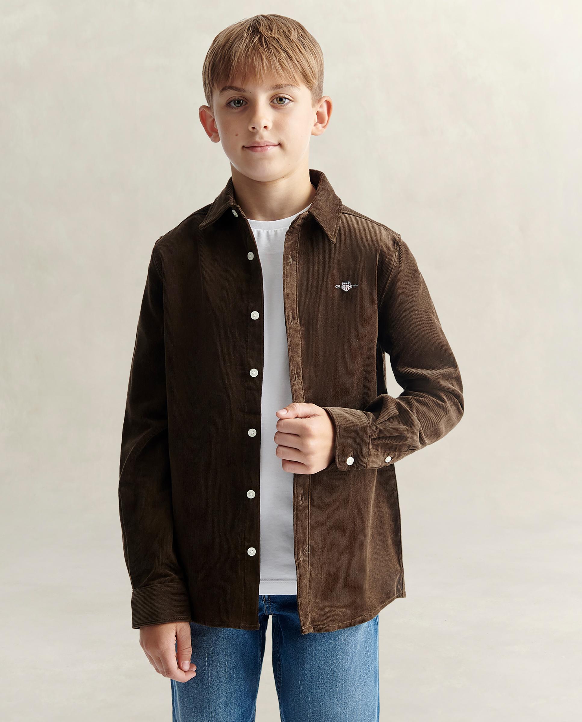 Camisa de niño de pana con logo en pecho - Gant - Marrón Marrón-1