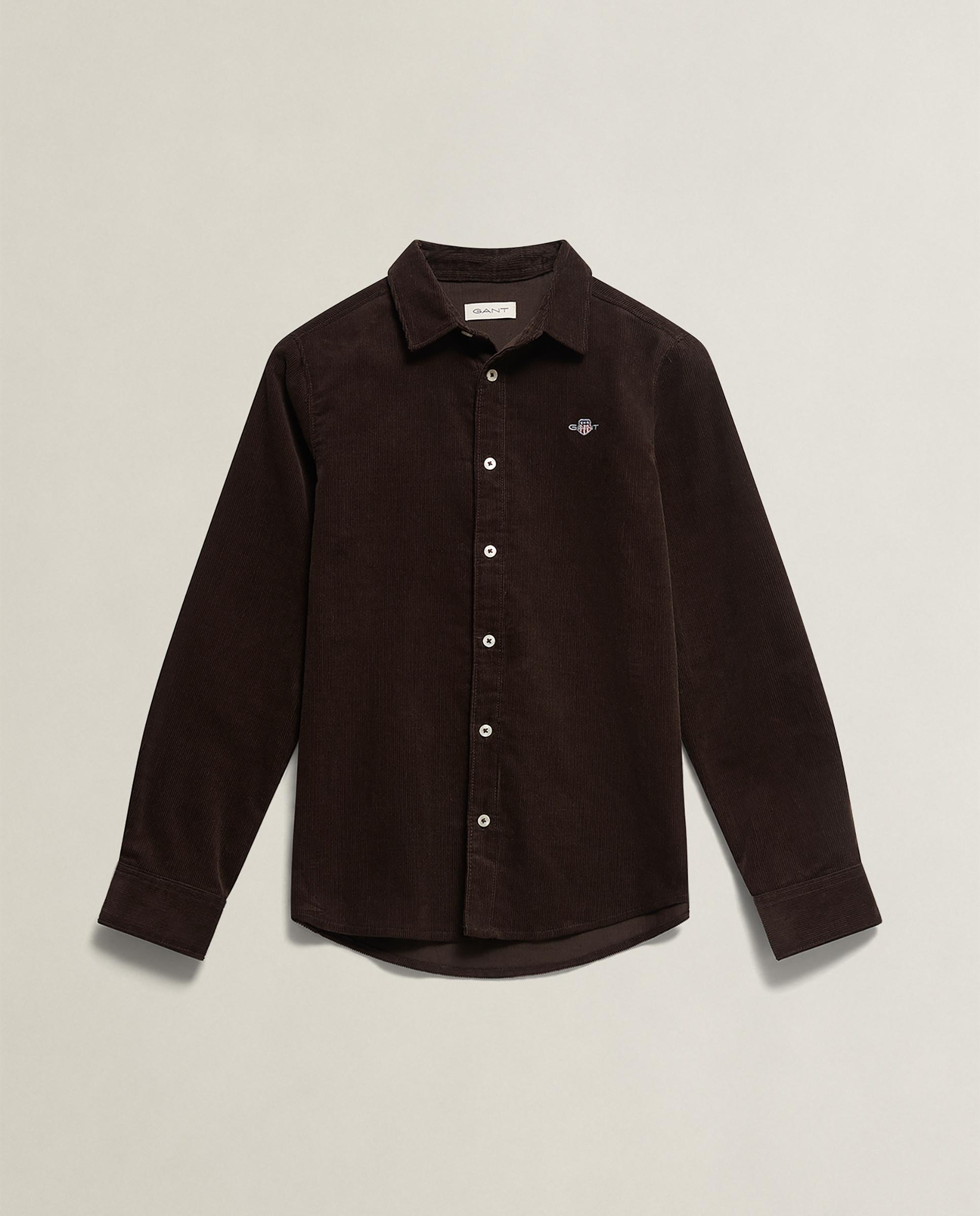 Camisa de niño de pana con logo en pecho - Gant - Marrón Marrón-5