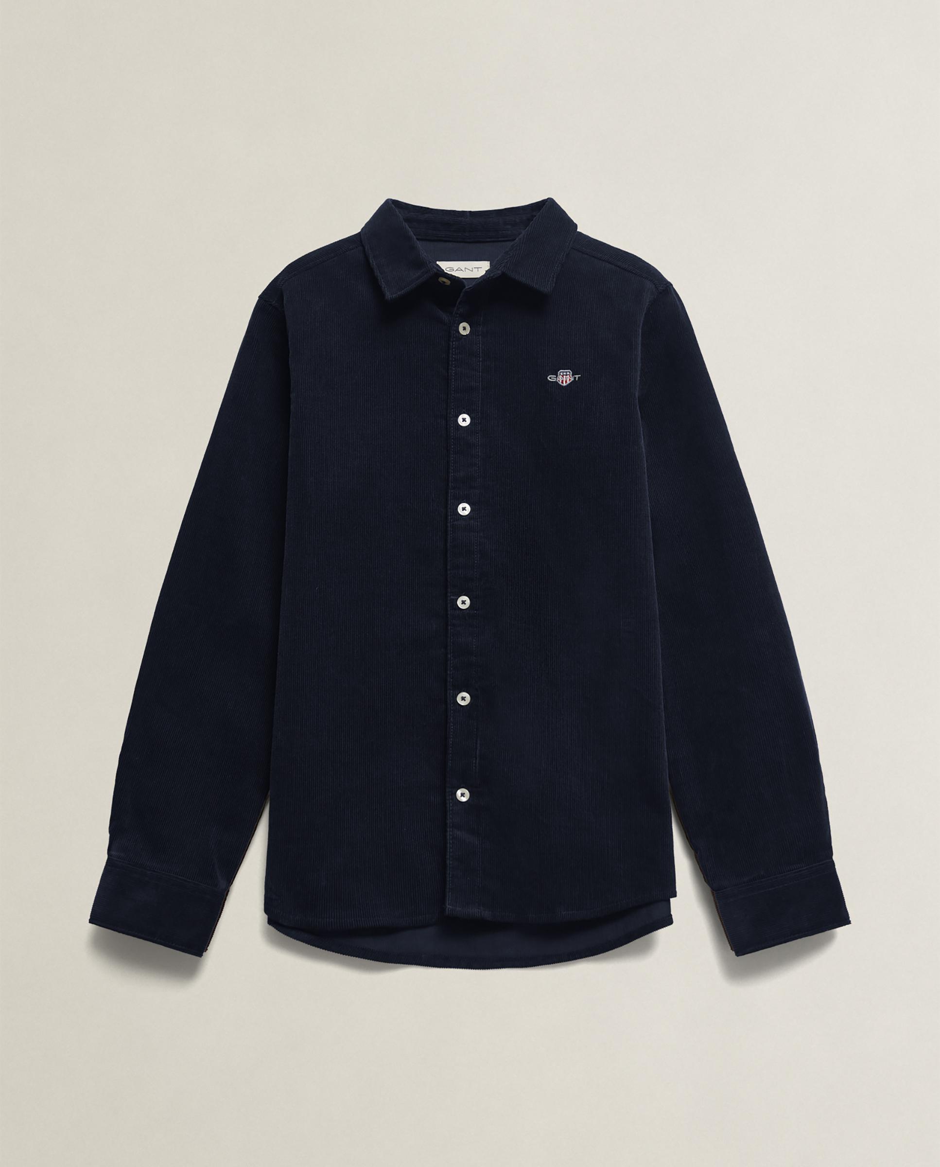 Camisa de niño de pana con logo en pecho - Gant - Azul oscuro Azul oscuro-5