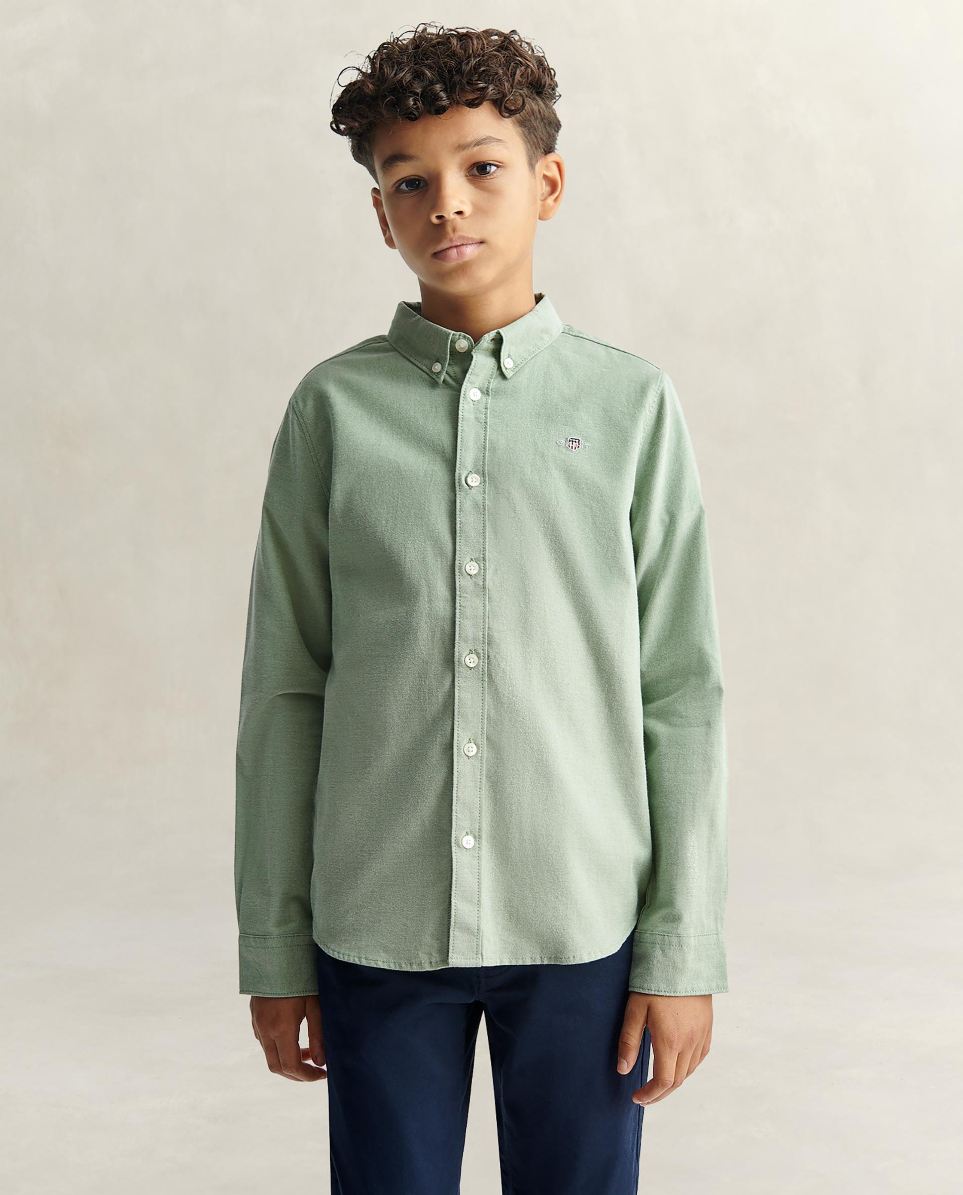 Camisa de niño oxford con logo en el pecho - Gant - Verde Verde-1