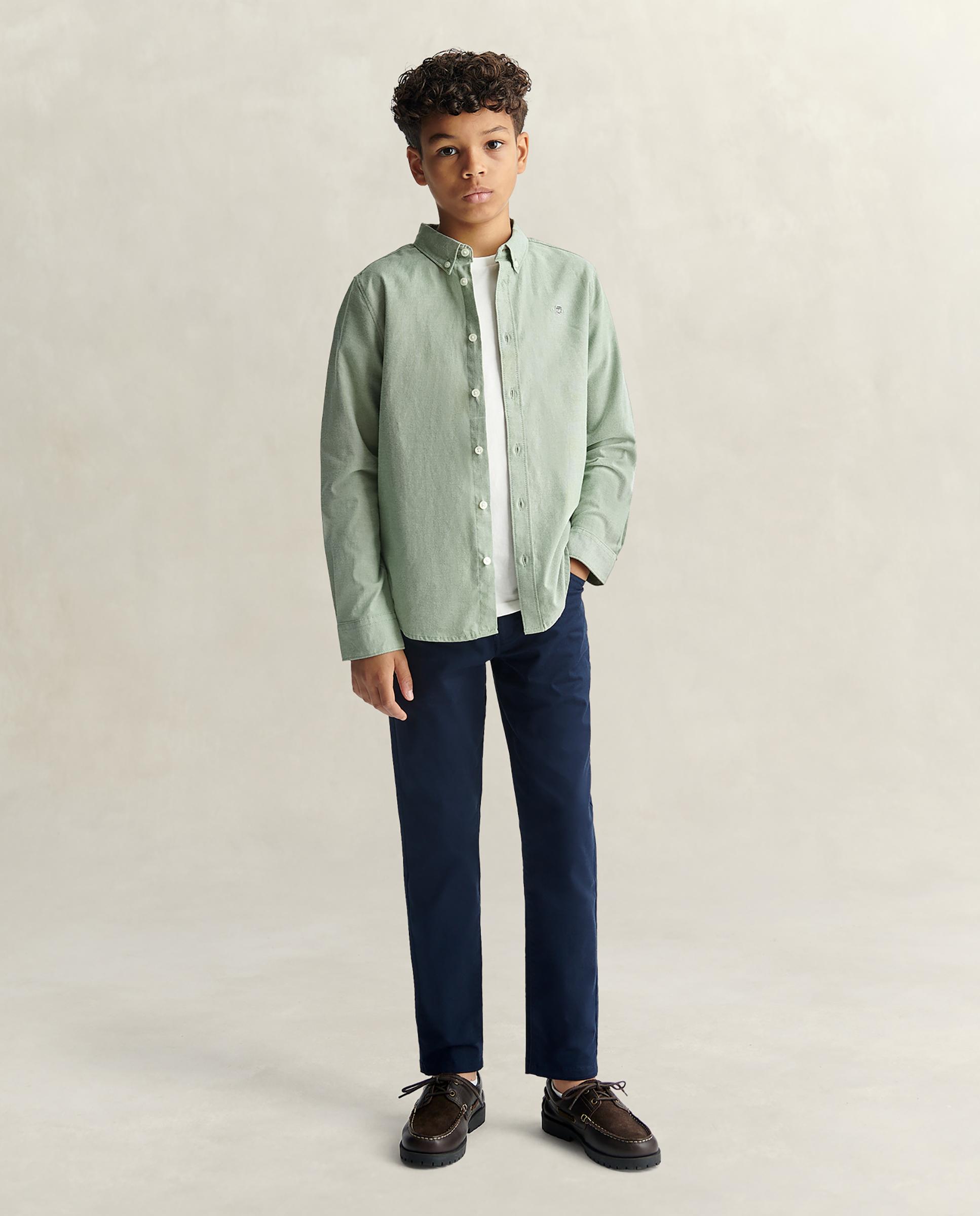 Camisa de niño oxford con logo en el pecho - Gant - Verde Verde-3