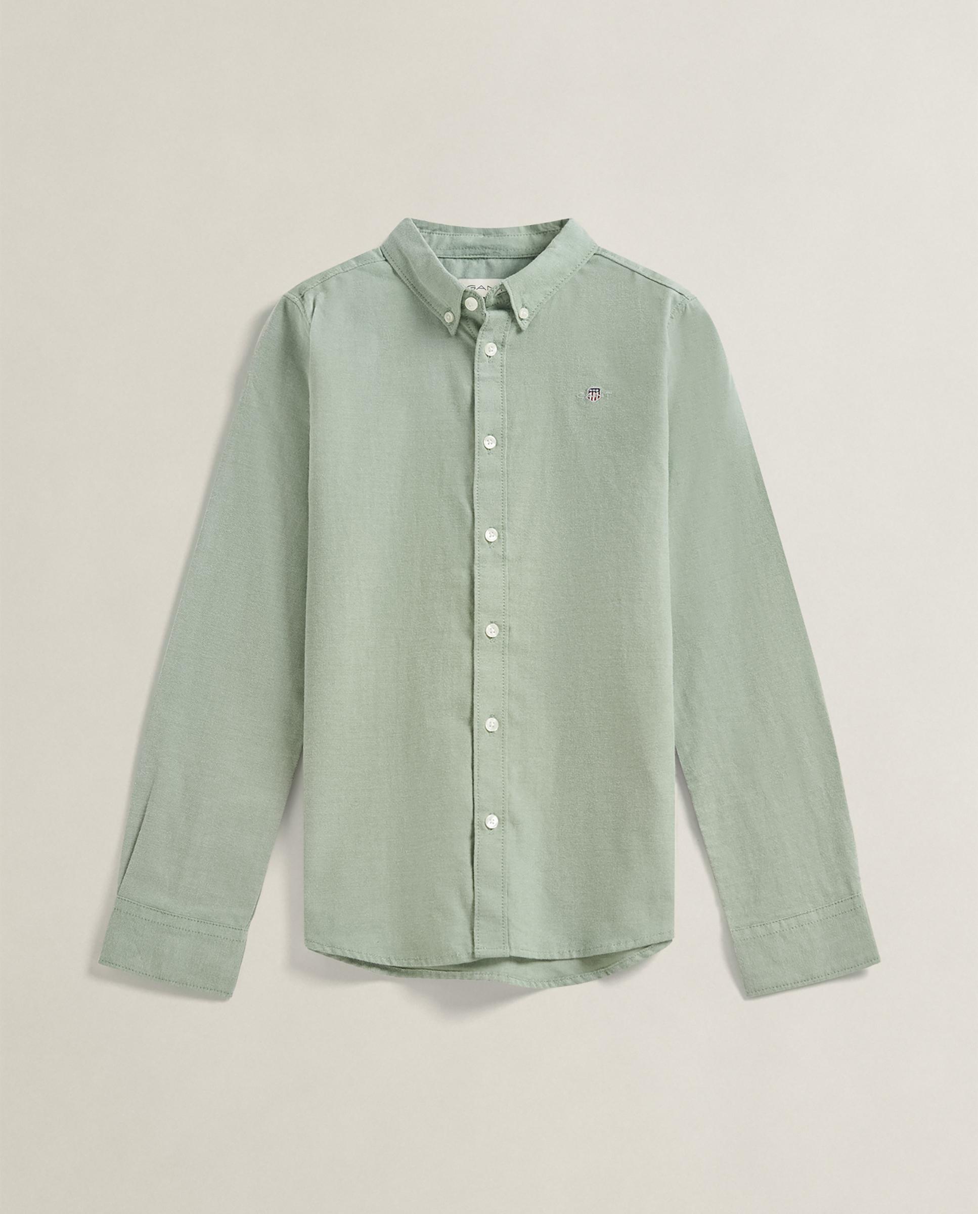 Camisa de niño oxford con logo en el pecho - Gant - Verde Verde-4
