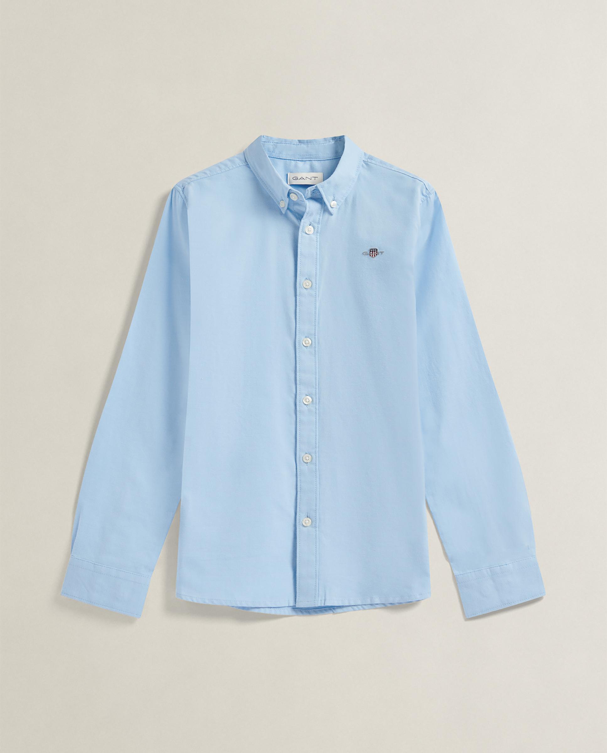 Camisa de niño oxford con logo en el pecho - Gant - Azul claro Azul claro-5