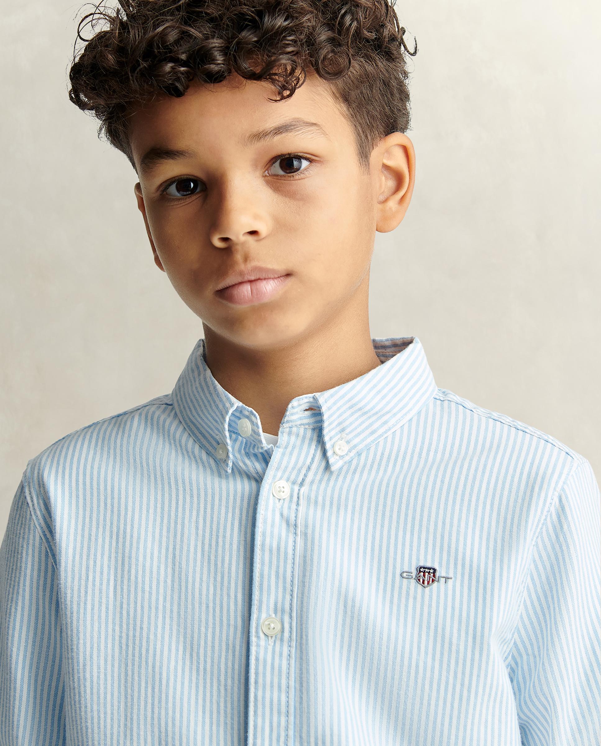 Camisa de niño oxford de rayas - Gant - Azul claro Azul claro-3