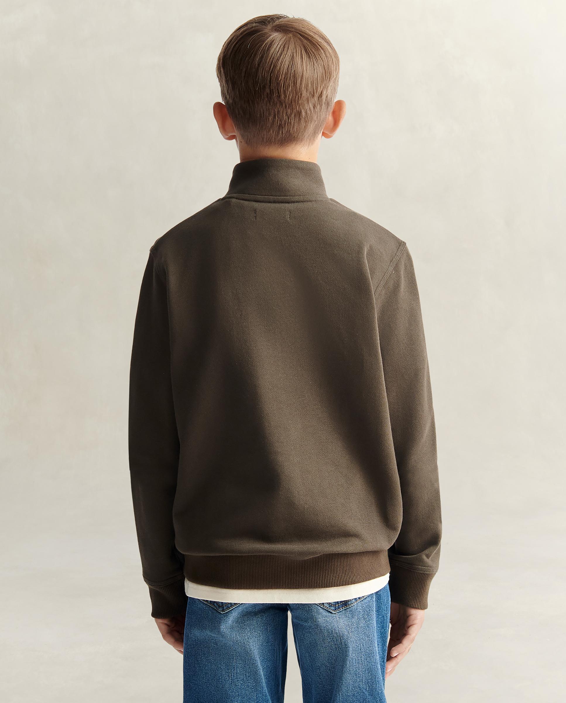 Sudadera de niño con media cremallera y logo en el pecho - Gant - Marrón Marrón-2