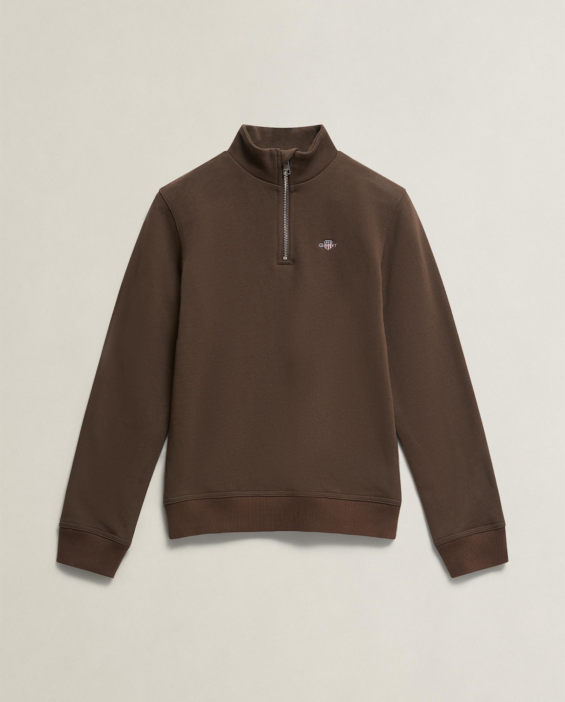 Sudadera de niño con media cremallera y logo en el pecho - Gant - Marrón Marrón-4