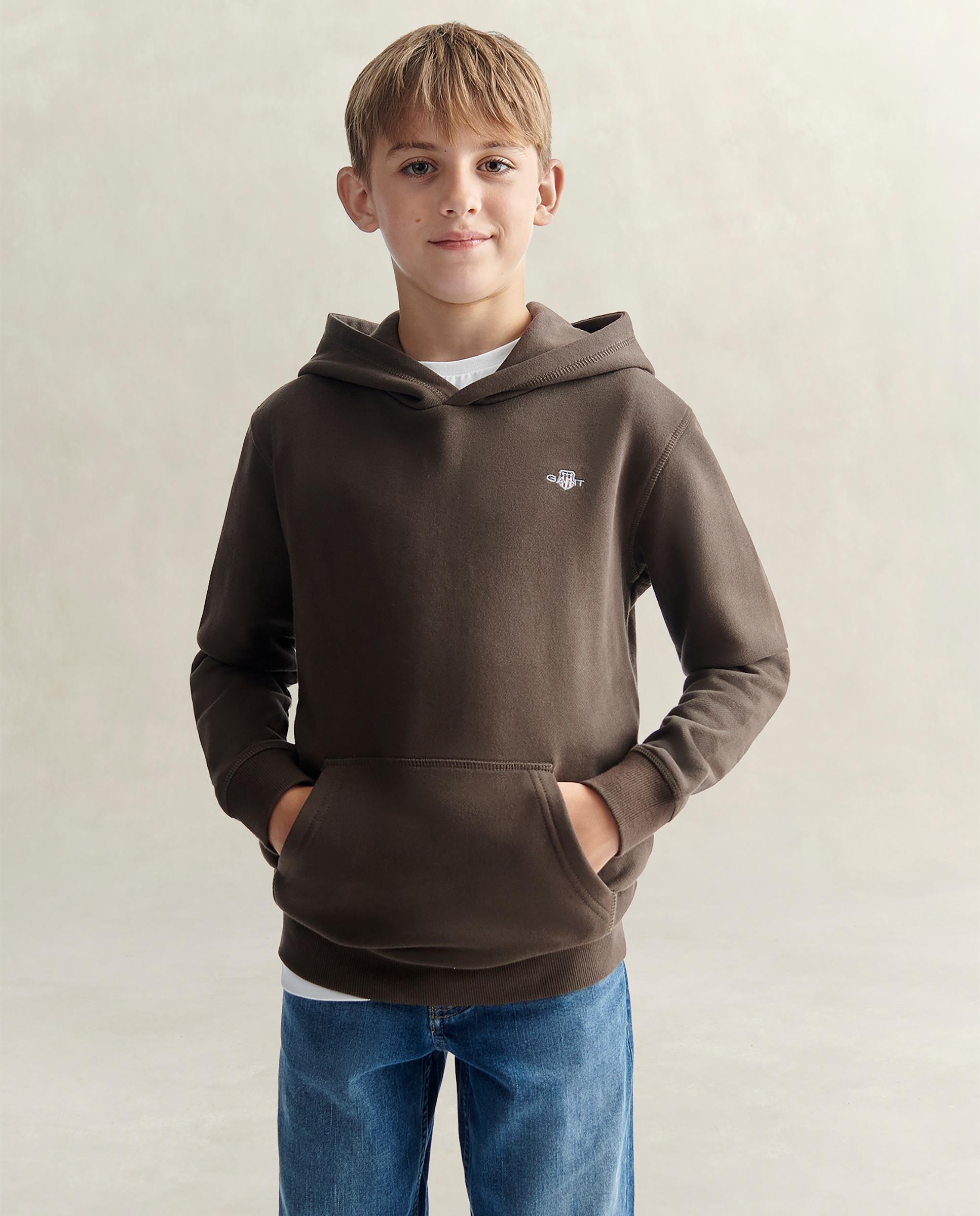 Sudadera de niño con capucha y bolsillo de canguro - Gant - Marrón Marrón-1