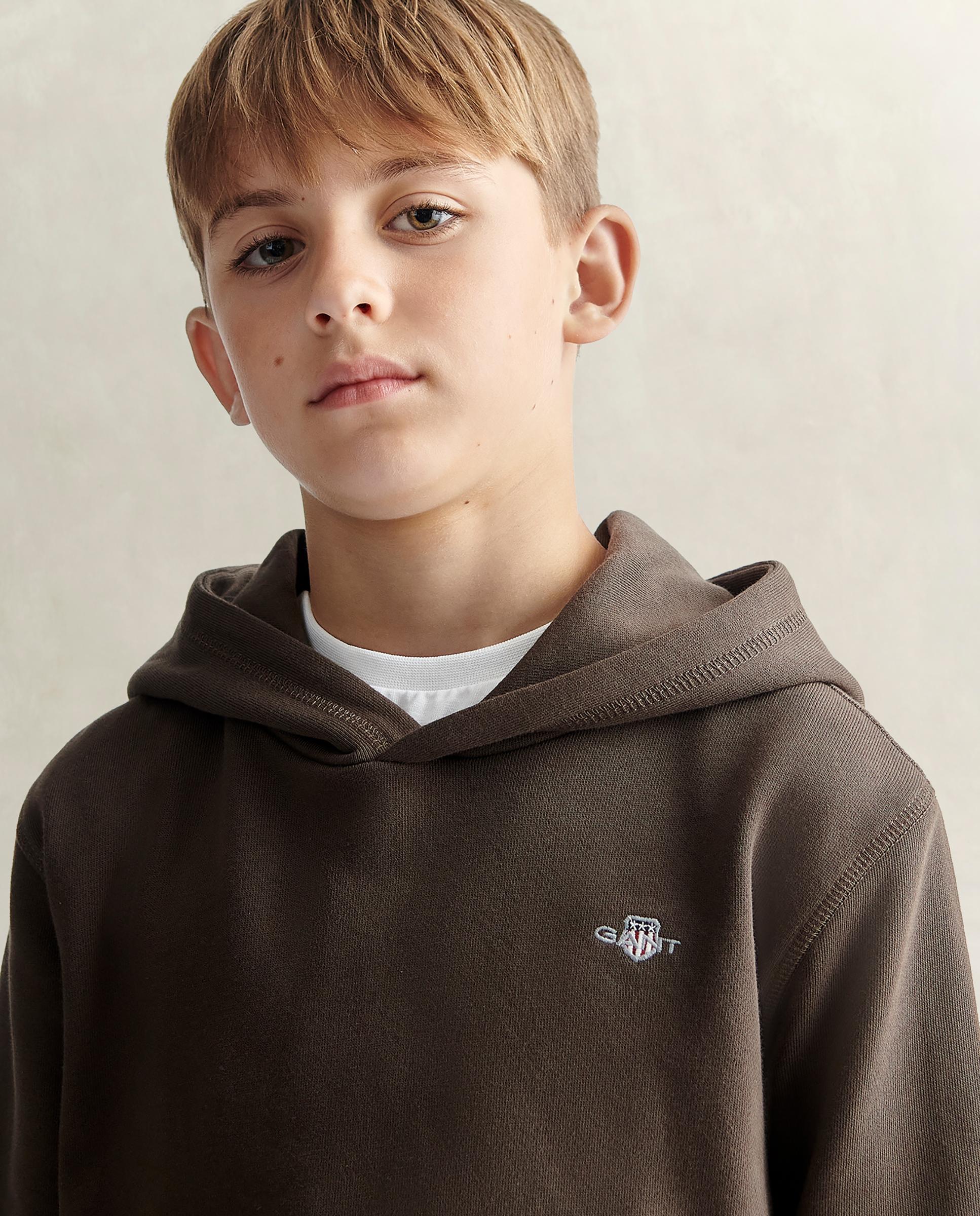 Sudadera de niño con capucha y bolsillo de canguro - Gant - Marrón Marrón-3