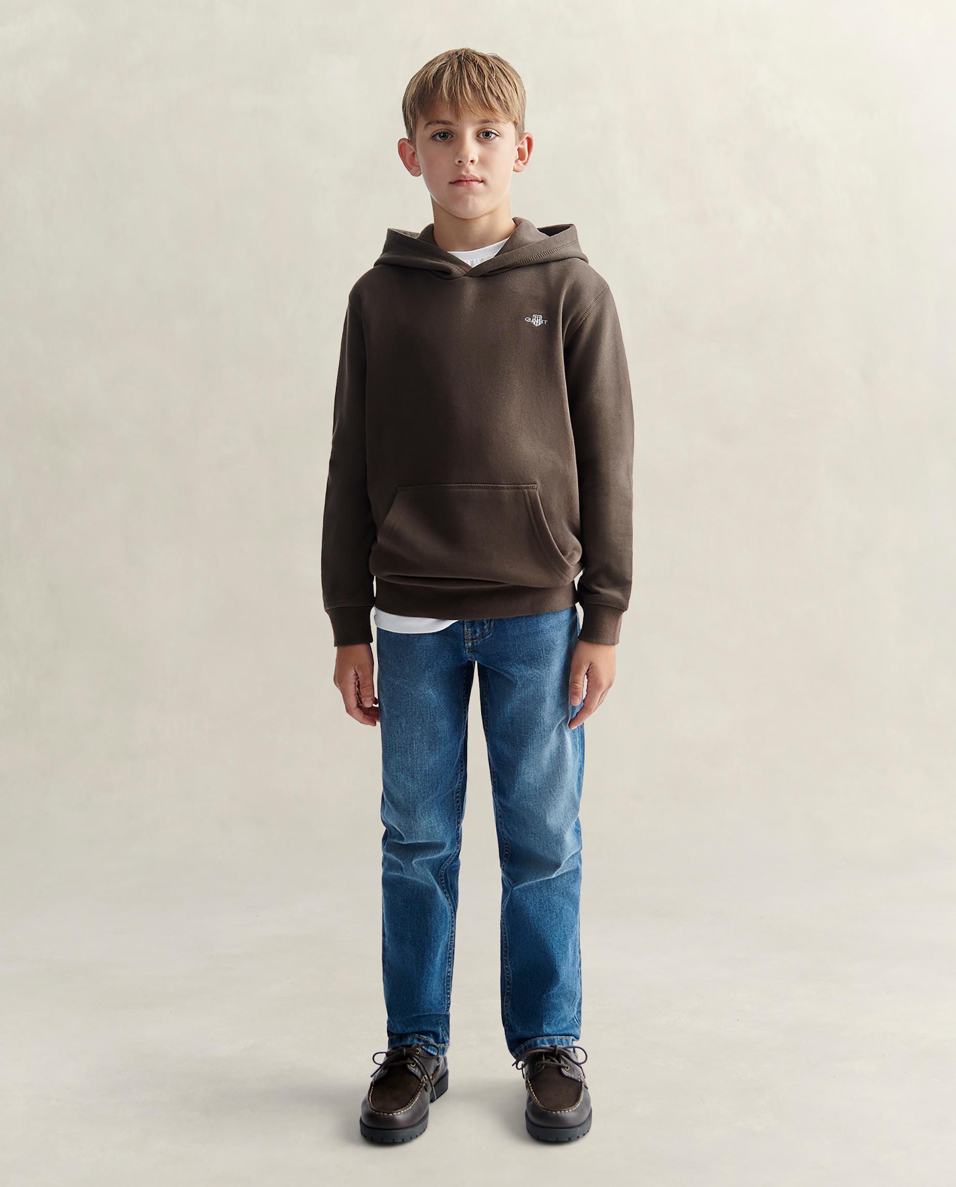 Sudadera de niño con capucha y bolsillo de canguro - Gant - Marrón Marrón-4