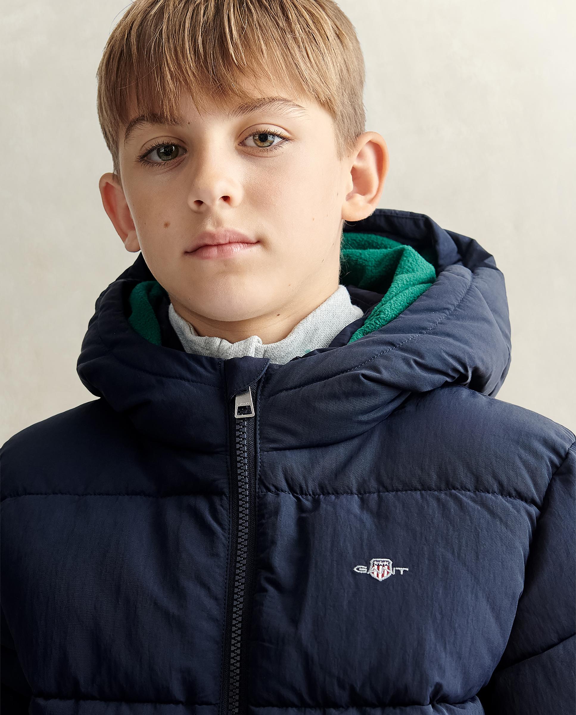 Plumifero de niño con capucha y cierre de cremallera - Gant - Azul oscuro Azul oscuro-3