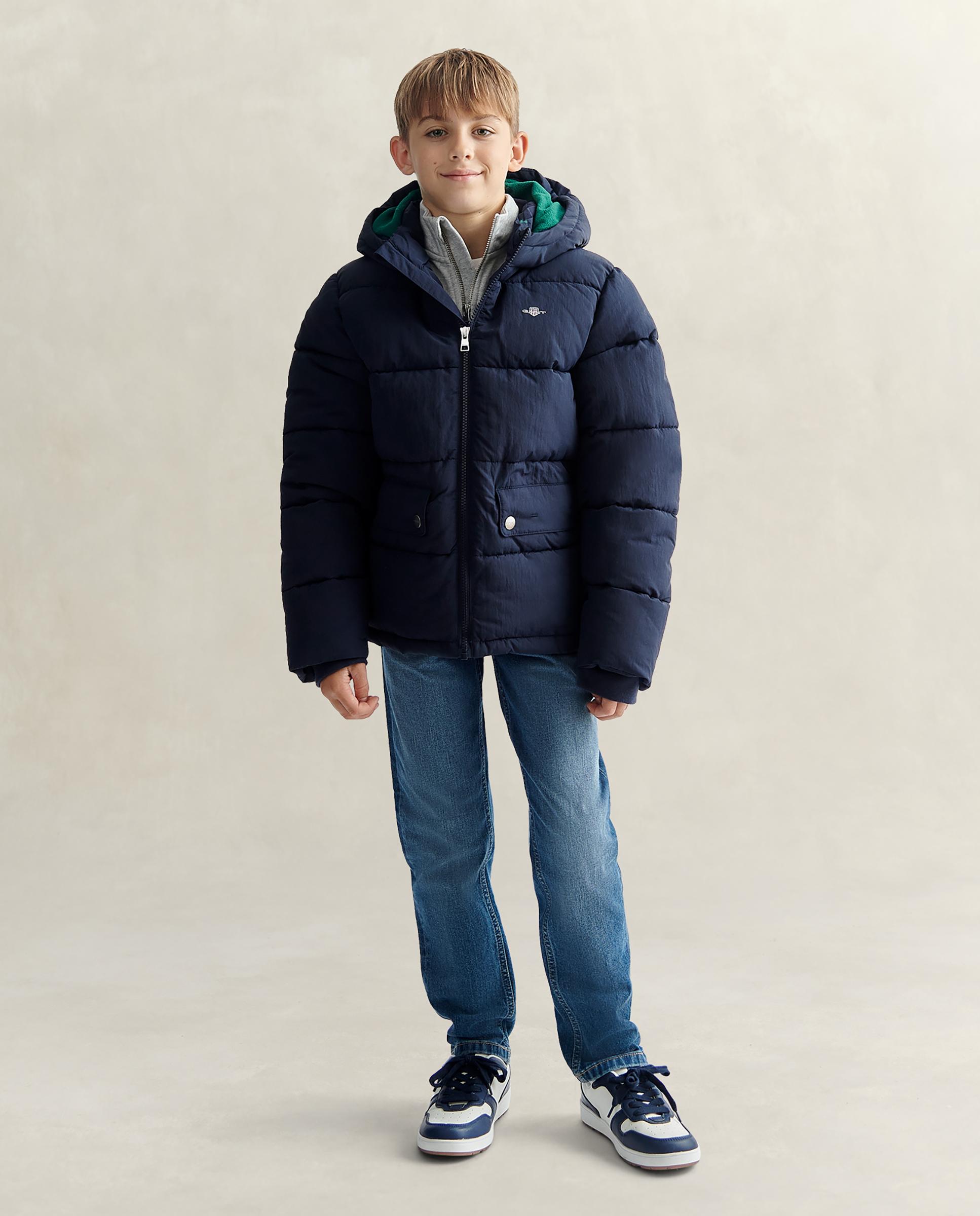 Plumifero de niño con capucha y cierre de cremallera - Gant - Azul oscuro Azul oscuro-4