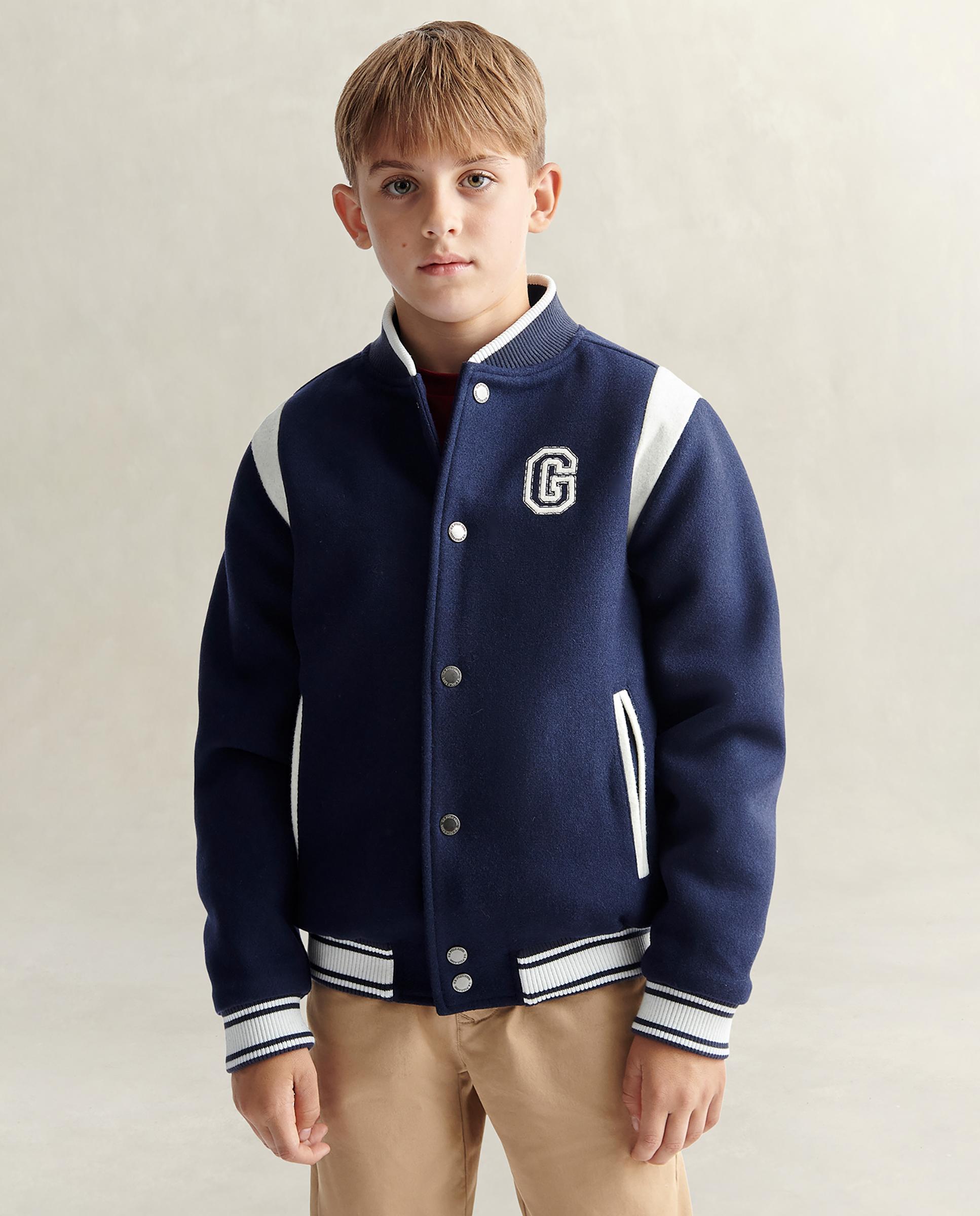 Imagen 0 de Chaqueta de niño con cierre a presión y bolsillos laterales Azul oscuro