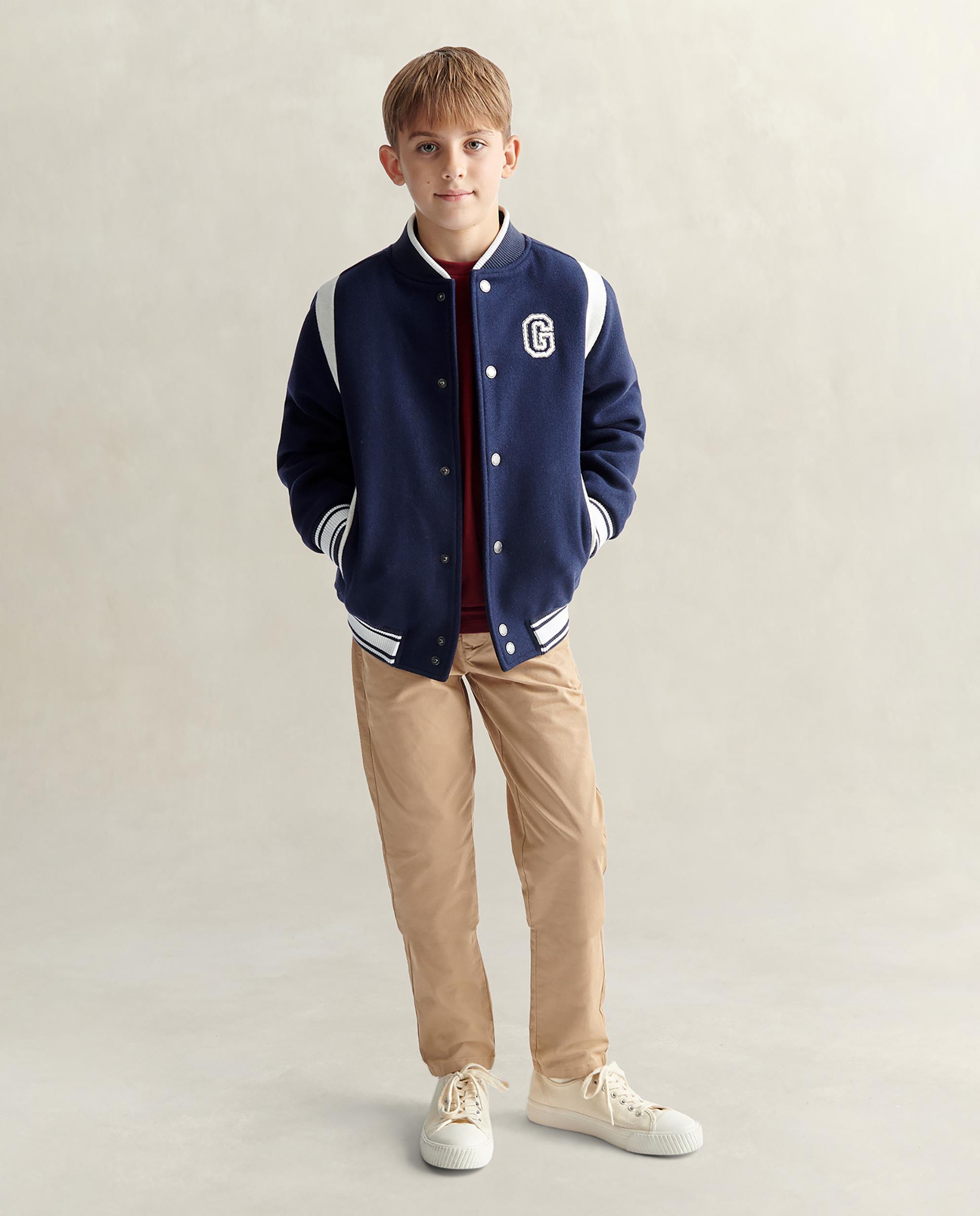 Chaqueta de niño con cierre a presión y bolsillos laterales - Gant - Azul oscuro Azul oscuro-3