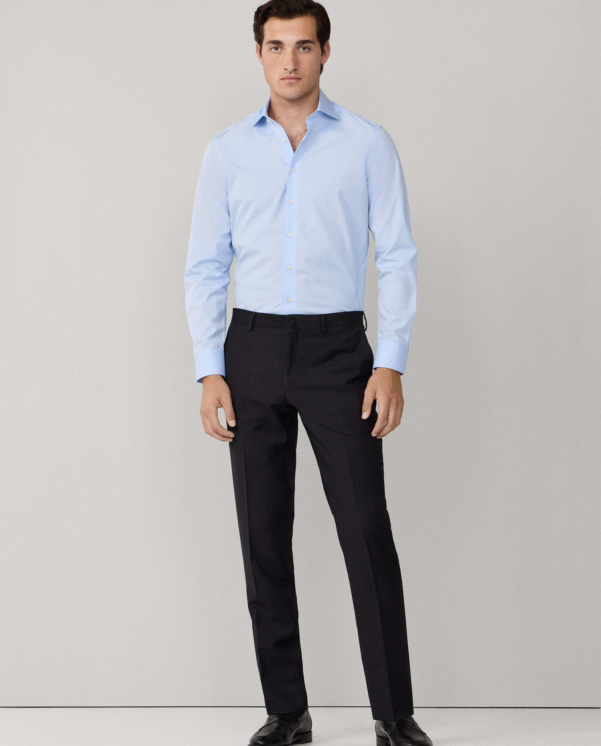 Camisa de hombre formal popelín fit tailored - Hackett - Azul claro Azul claro-2