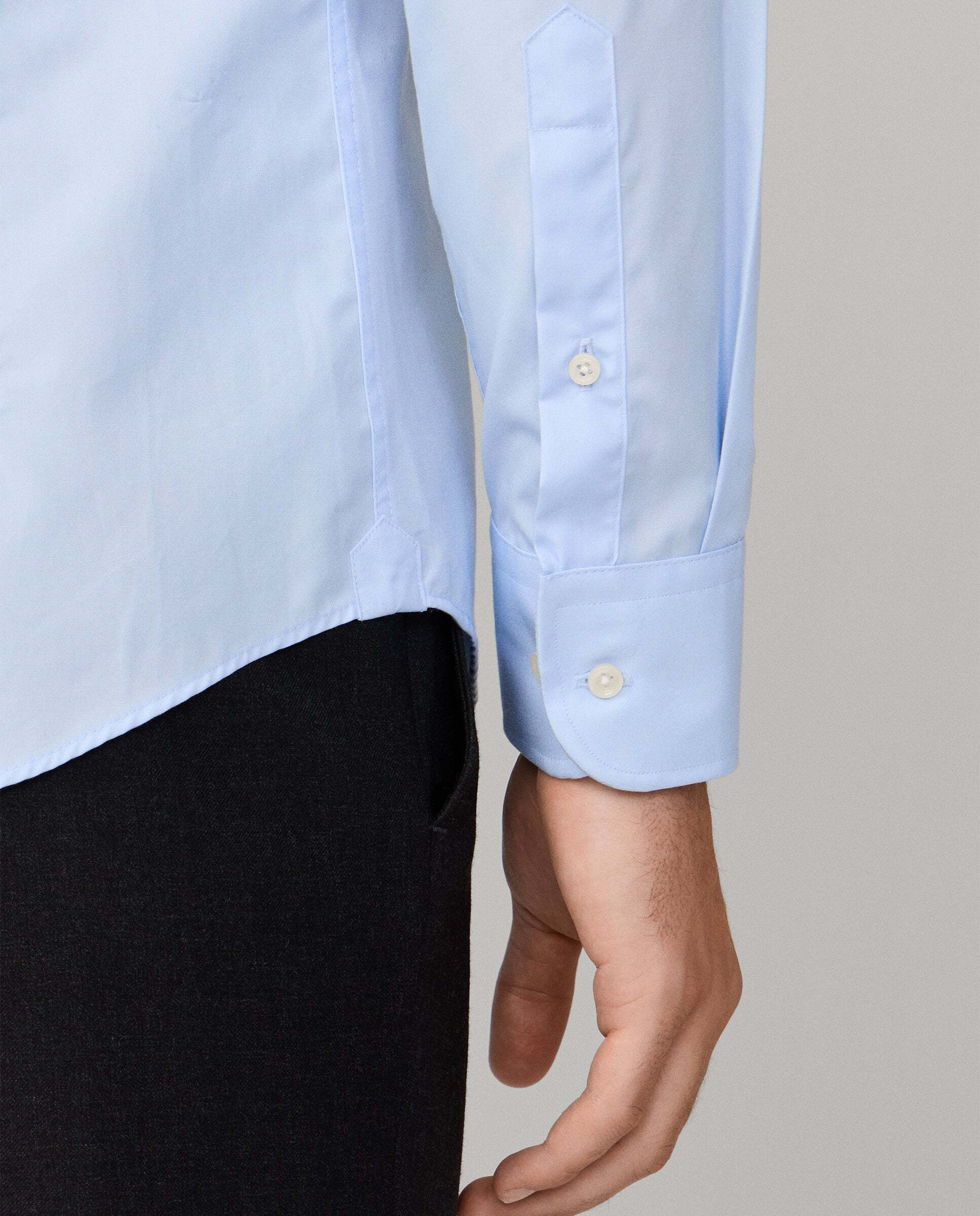 Camisa de hombre formal popelín fit tailored - Hackett - Azul claro Azul claro-5