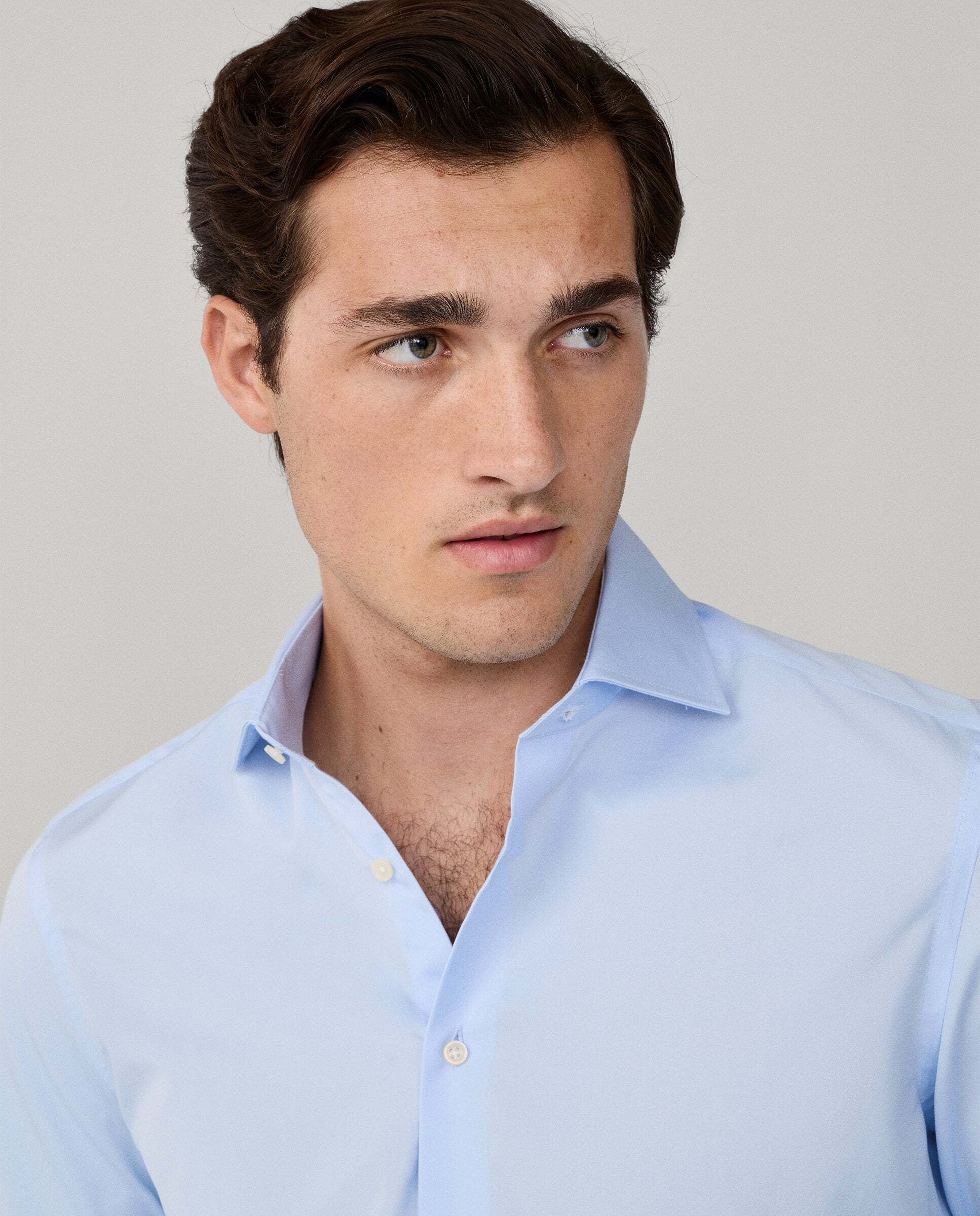 Camisa formal de hombre slim fit lisa - Hackett - Azul Azul-4