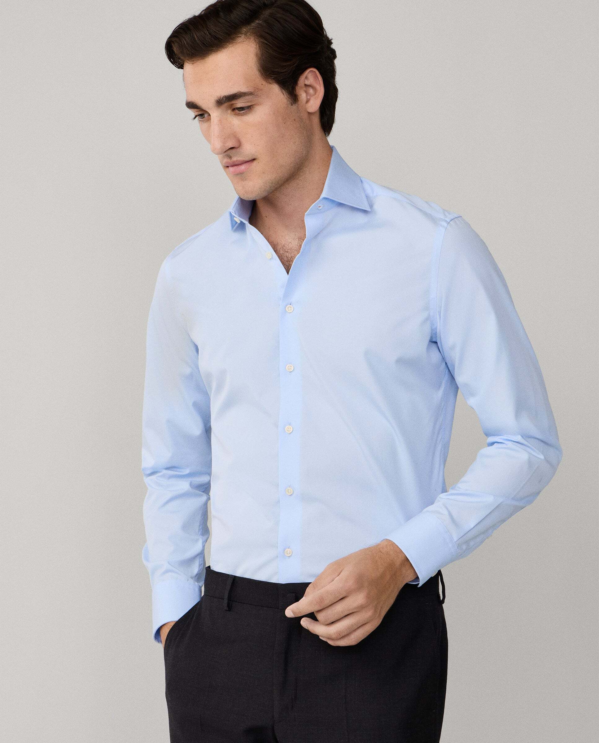 Camisa formal de hombre slim fit lisa - Hackett - Azul Azul-6