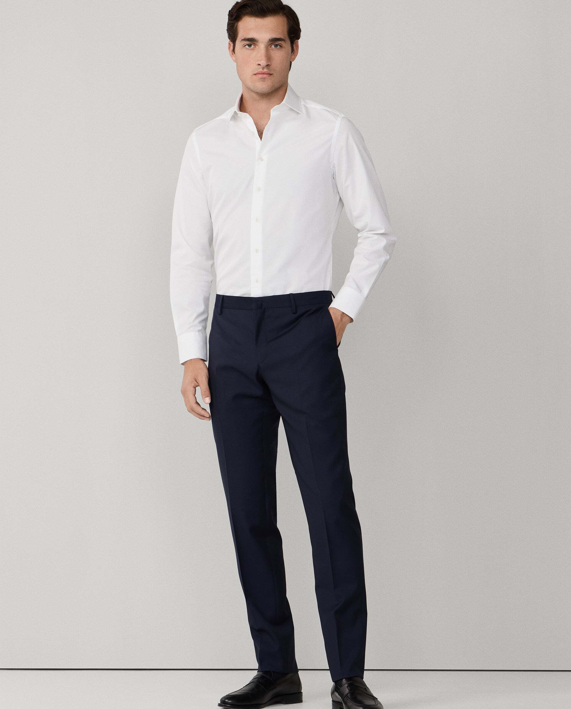Camisa de hombre formal popelín fit tailored - Hackett - Blanco Blanco-2