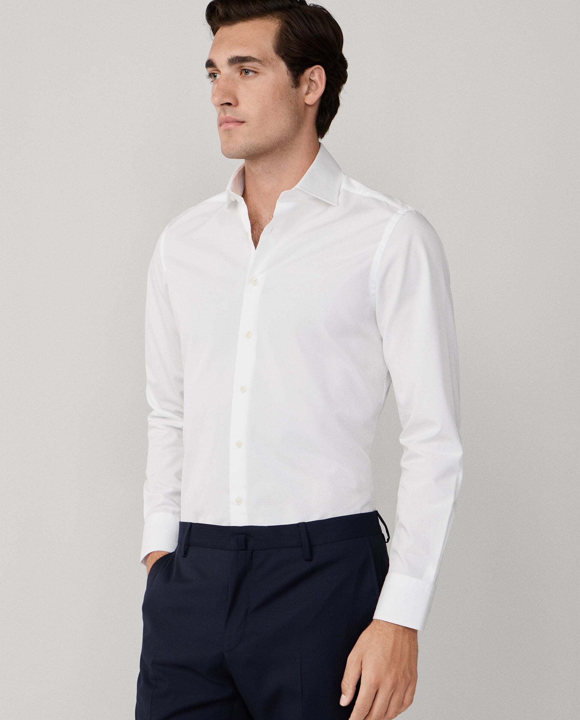 Camisa de hombre formal popelín fit tailored - Hackett - Blanco Blanco-6