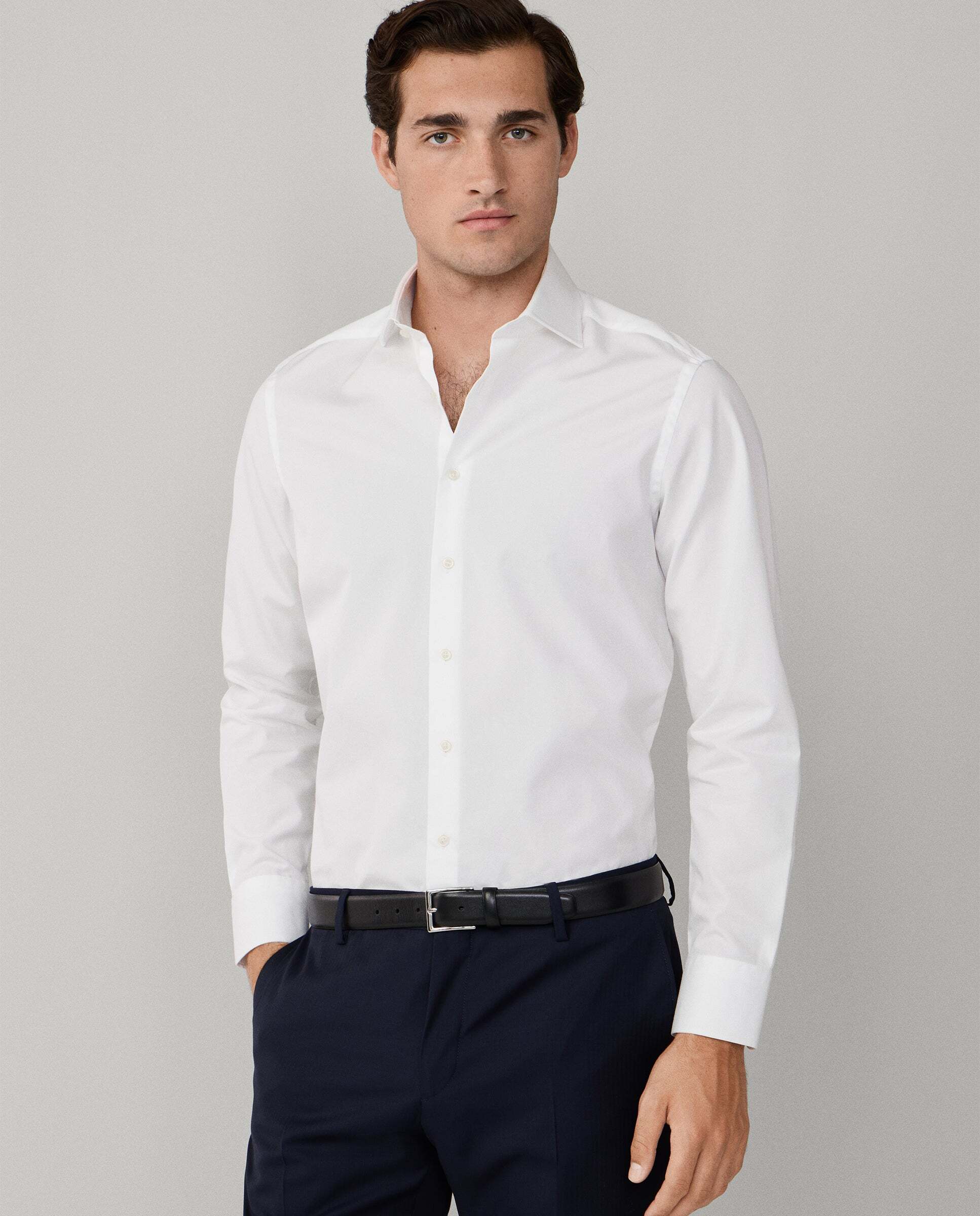 Camisa de hombre formal popelín fit tailored - Hackett - Blanco Blanco-7