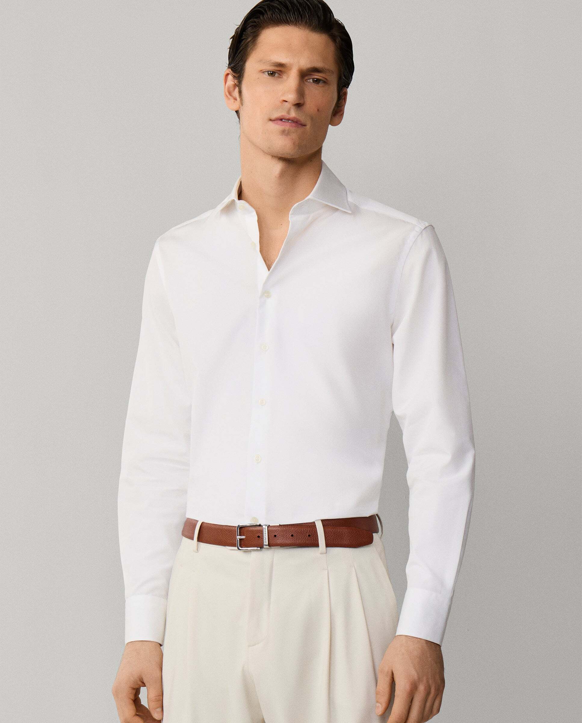 Camisa de hombre formal popelín fit tailored - Hackett - Blanco Blanco-8