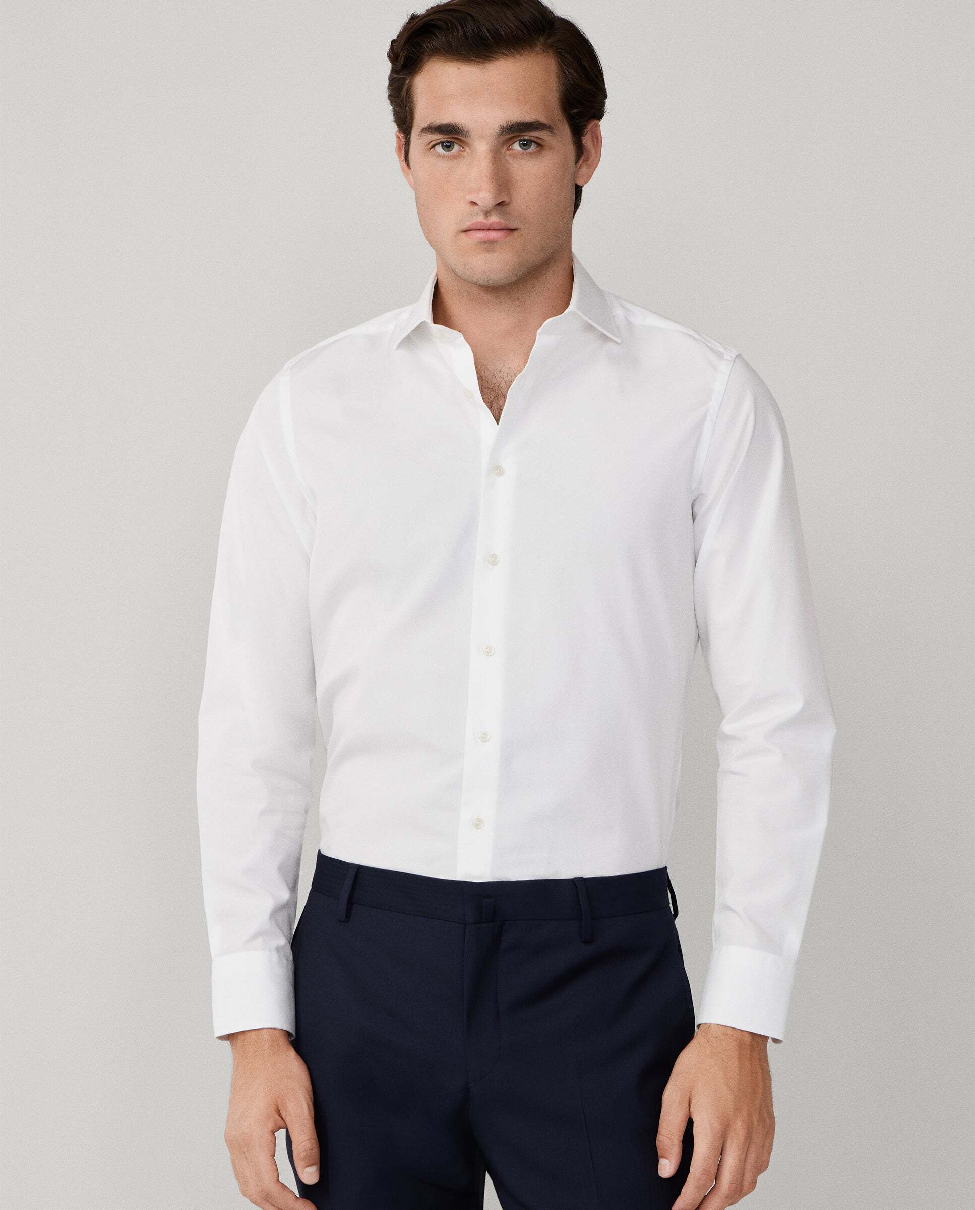 Imagen 0 de Camisa formal de hombre slim fit lisa Blanco