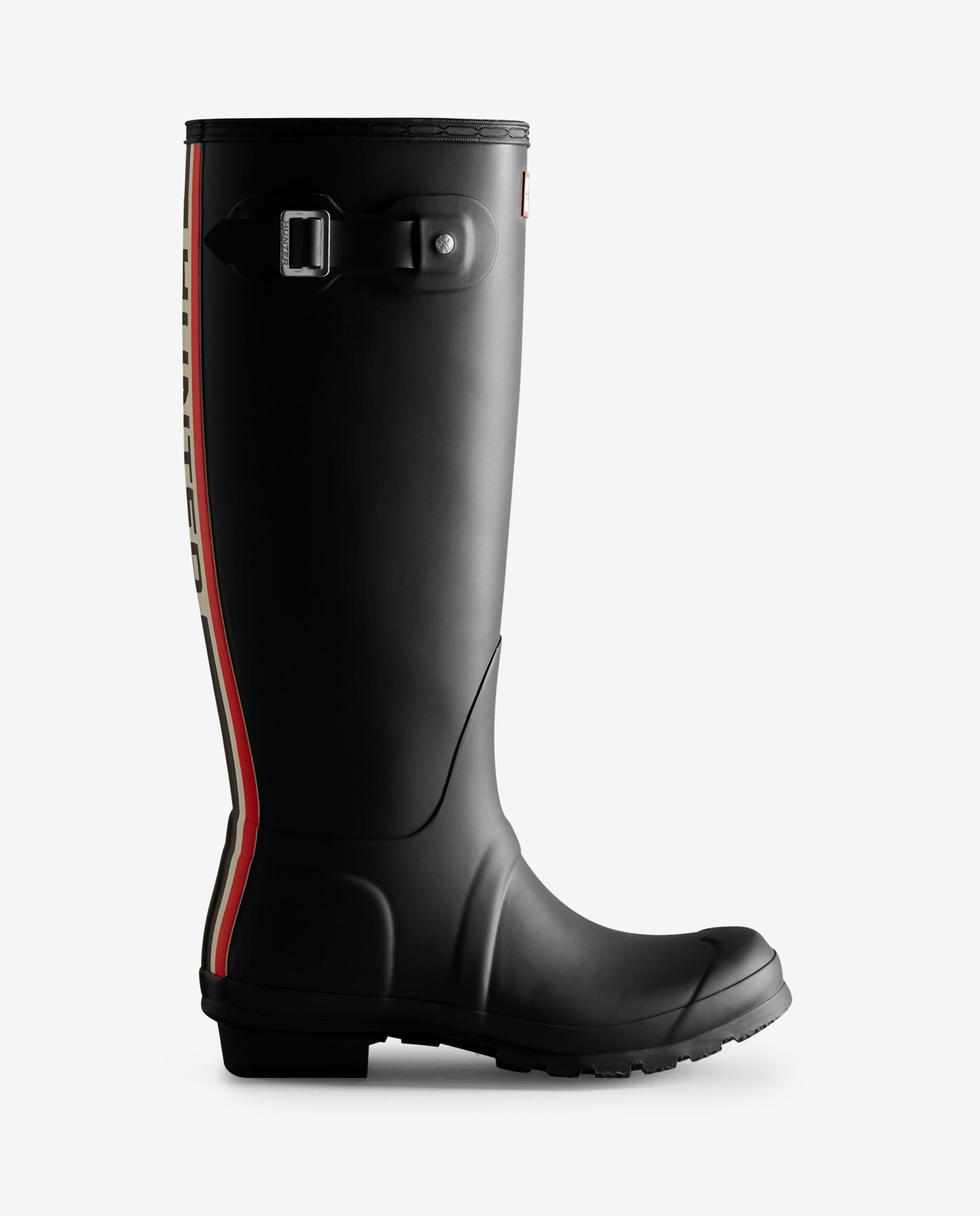 Imagen 0 de Botas de agua de mujer original tall altas con hebilla y tira tricolor Negro
