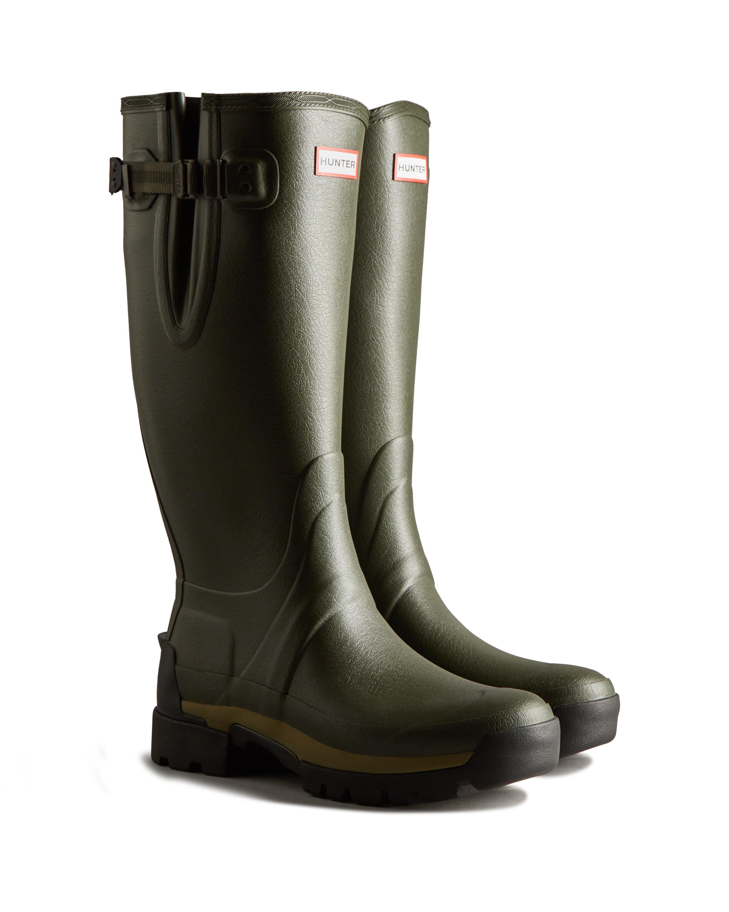 Imagen 4 de Botas de agua unisex balmoral tall de caña alta y suela de alta tracción - Hunter - Verde Oliva Verde Oliva
