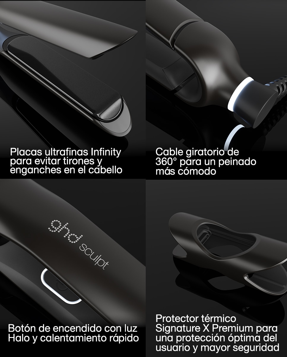 Plancha de pelo interactiva ghd sculpt negra 7