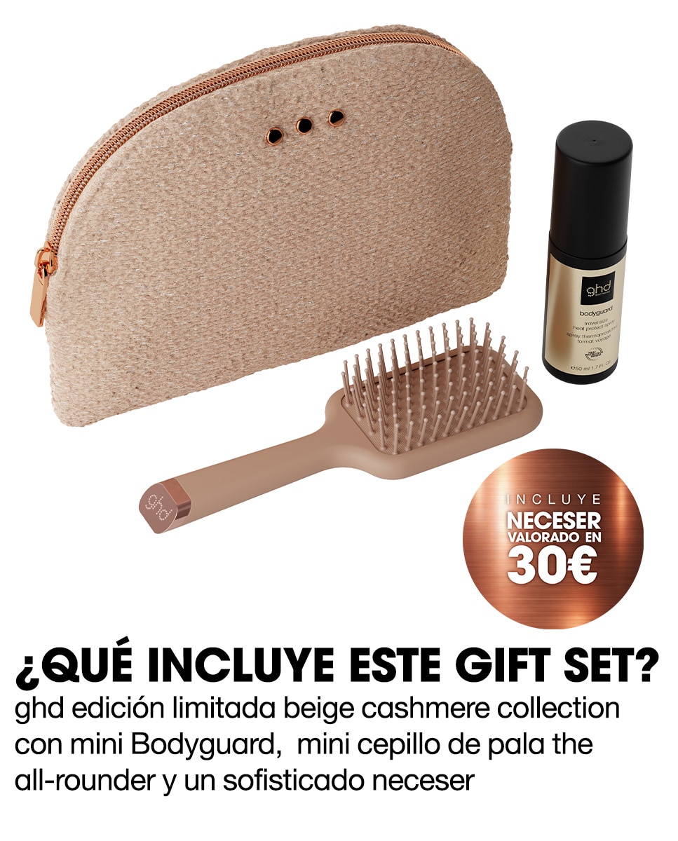 Set regalo ghd con neceser, protector y mini cepillo beige cashmere 3