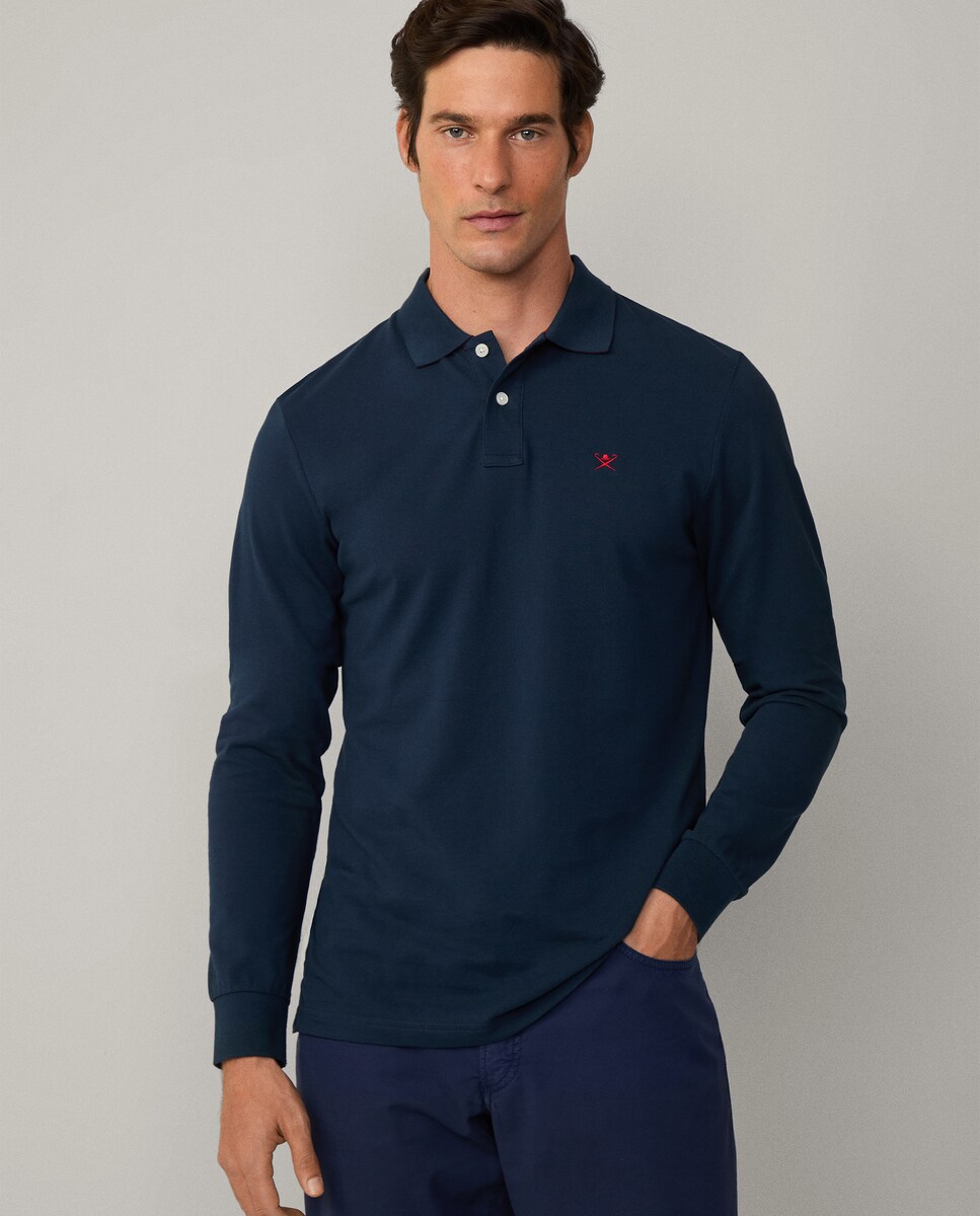 Polo piqué de hombre con logo bordado manga larga · Hackett · El