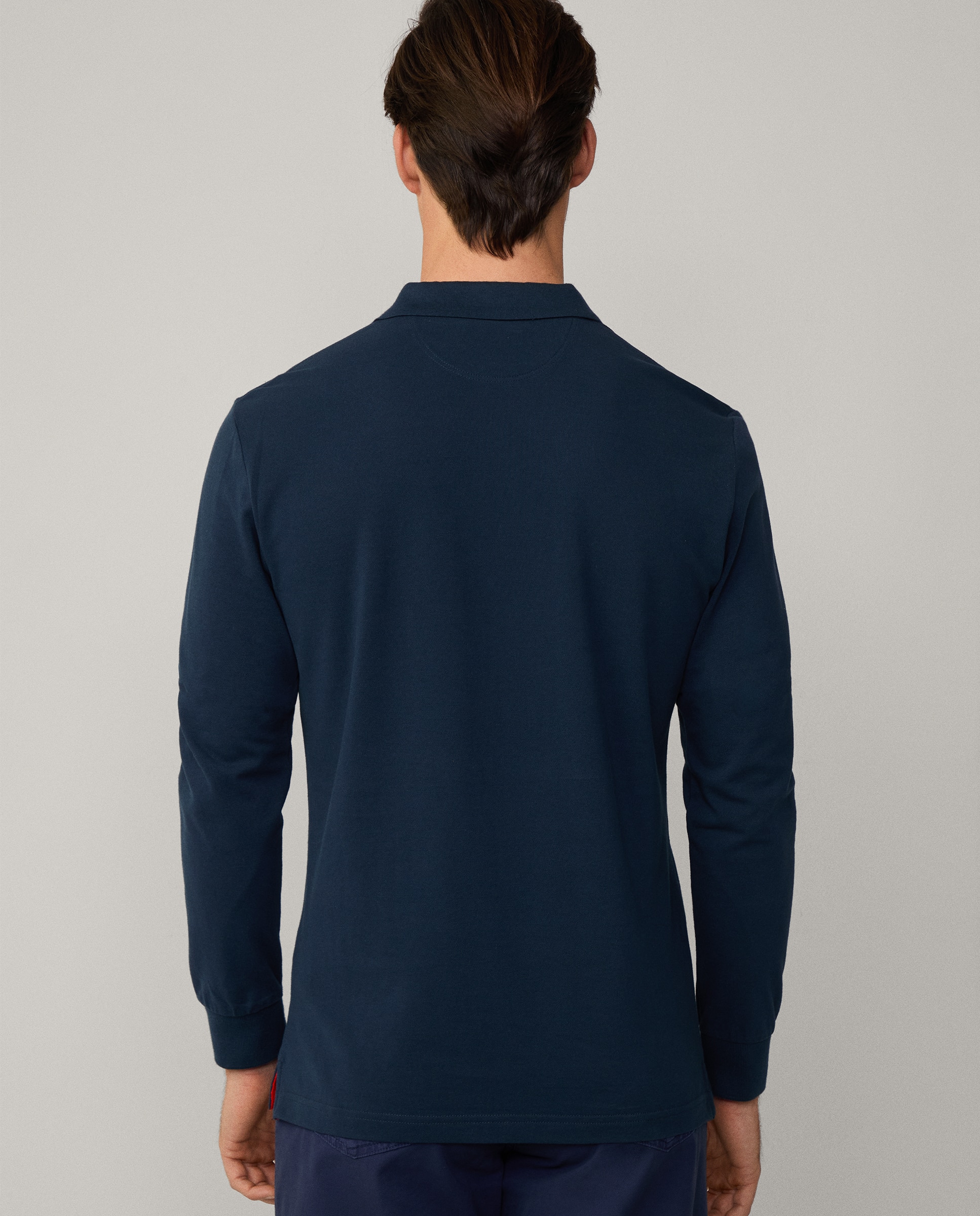 Polo piqué de hombre con logo bordado manga larga - Hackett - Azul marino Azul marino-2
