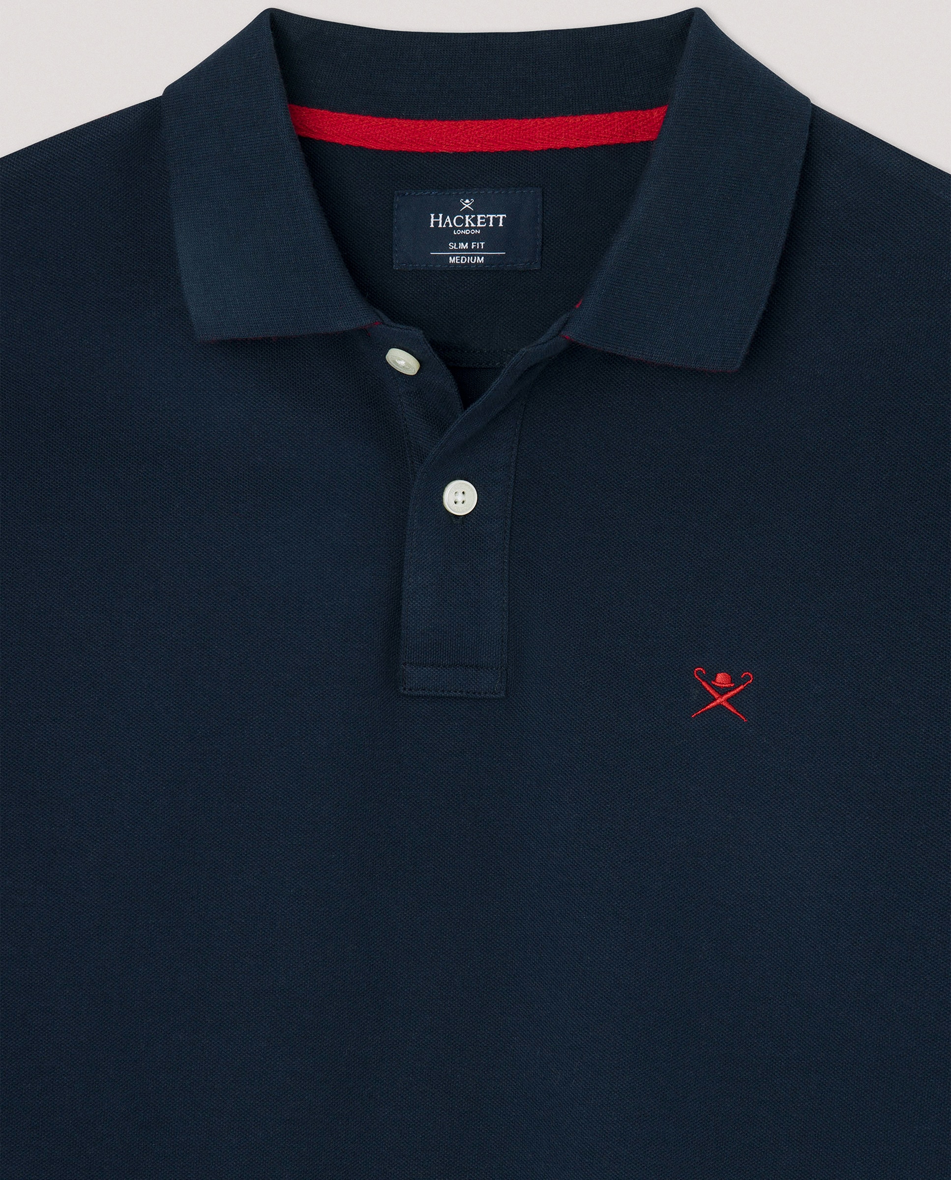 Polo piqué de hombre con logo bordado manga larga - Hackett - Azul marino Azul marino-6