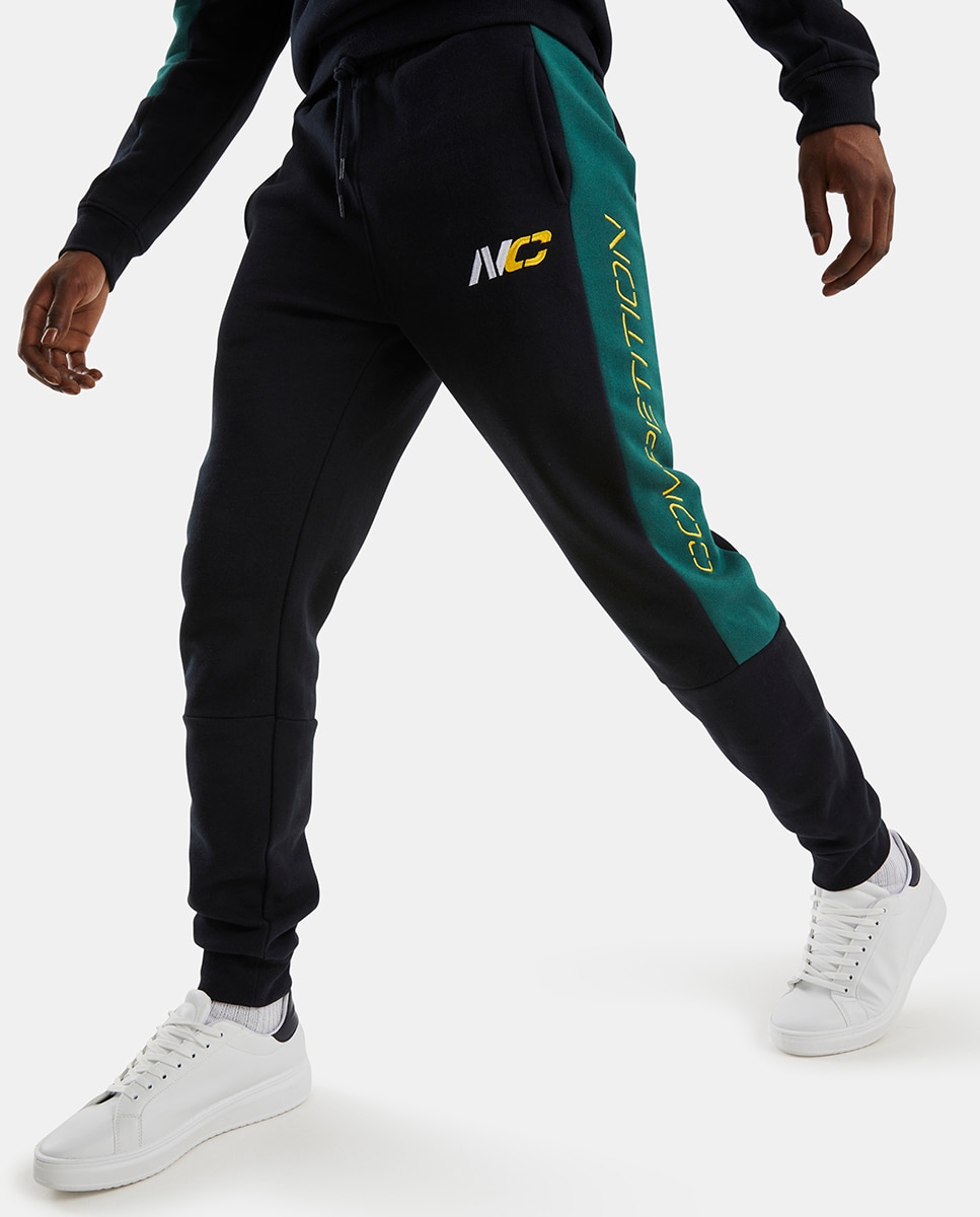 Calças Jogger Regular de Algodão Preto-1