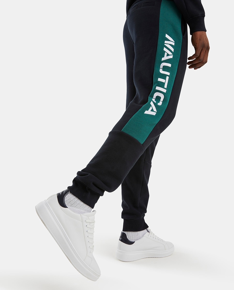 Calças Jogger Regular de Algodão Preto-2