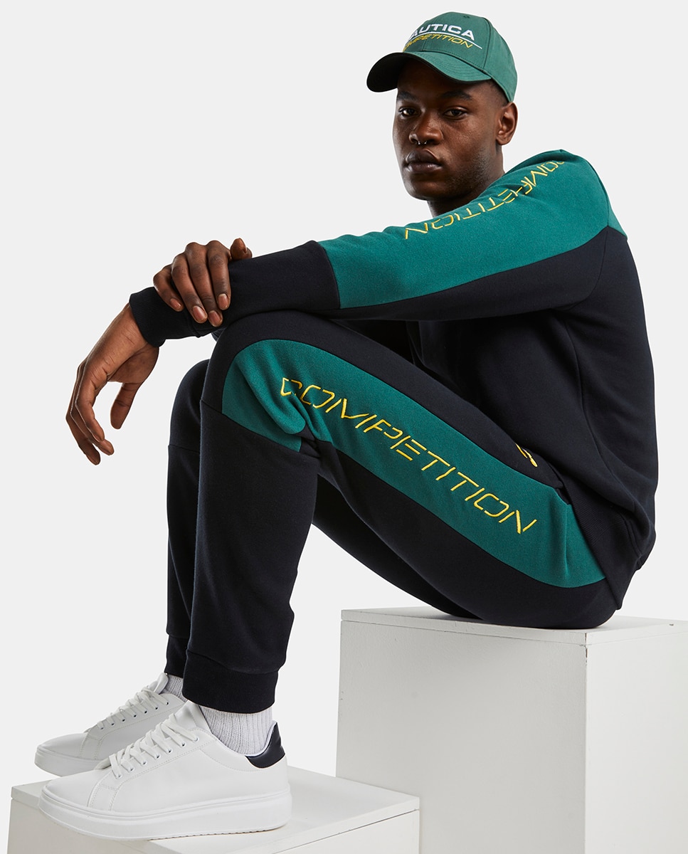 Calças Jogger Regular de Algodão Preto-3