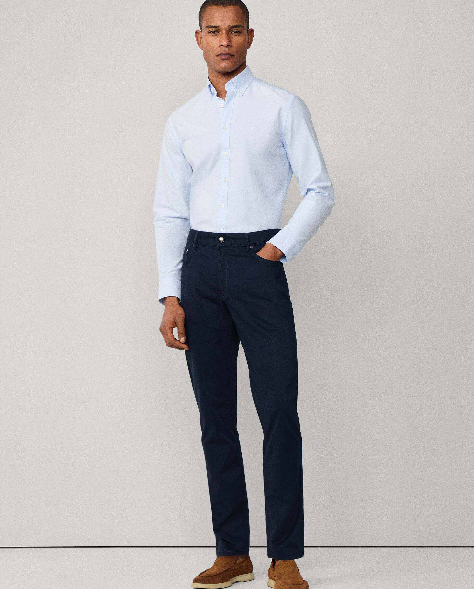 Camisa de hombre oxford lavada fit tailored - Hackett - Azul Azul-2