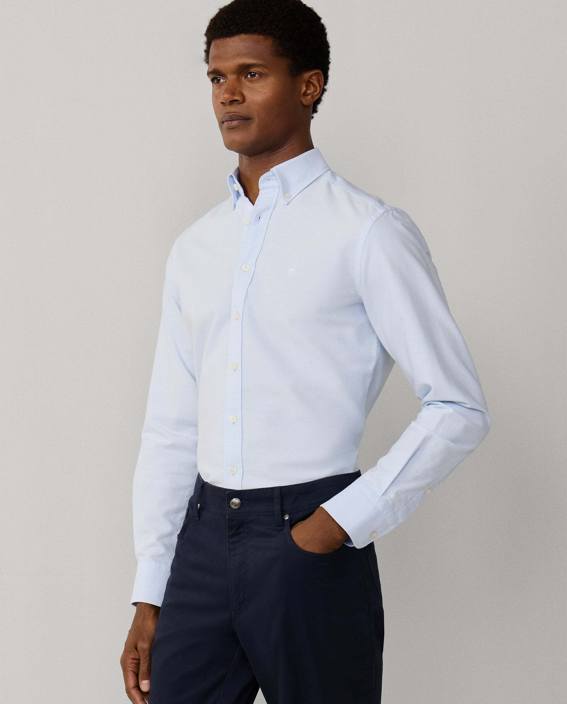 Camisa de hombre oxford lavada fit tailored - Hackett - Azul Azul-7