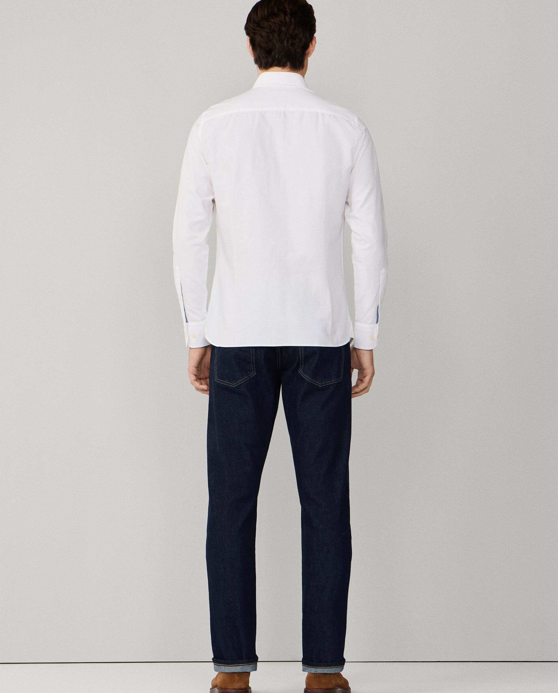 Camisa de hombre oxford lavada fit tailored - Hackett - Blanco Blanco-3