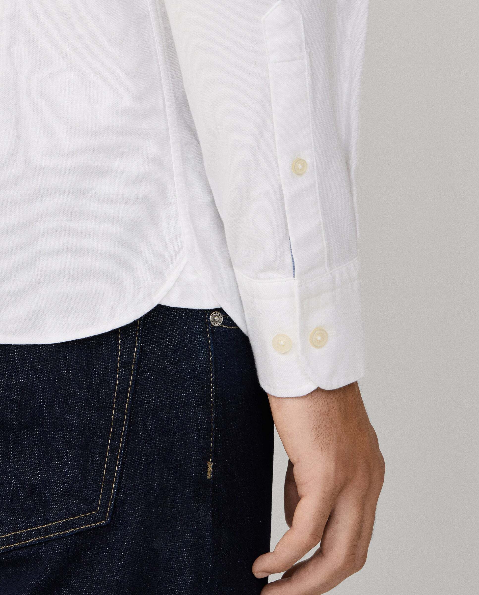 Camisa de hombre oxford lavada fit tailored - Hackett - Blanco Blanco-5