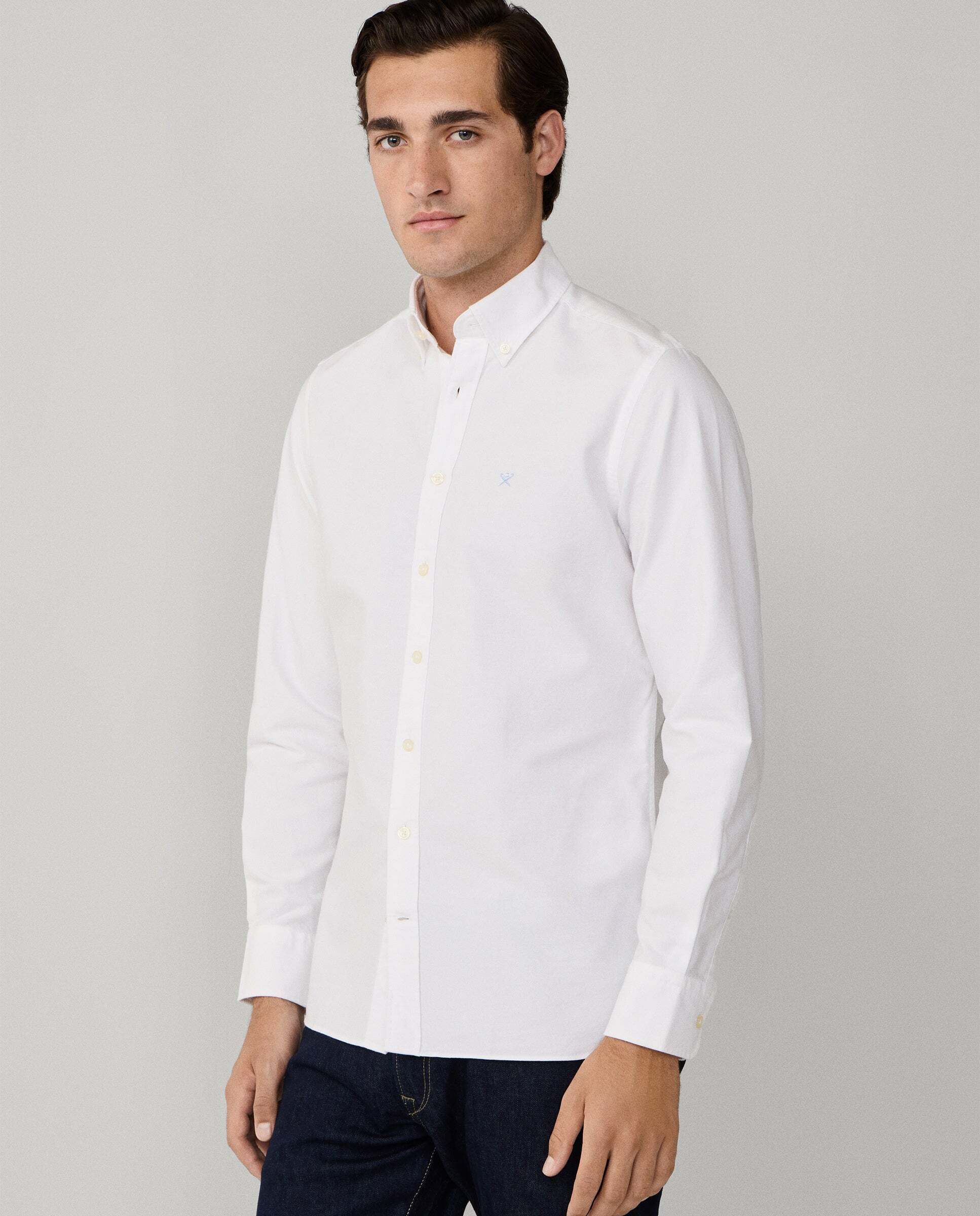 Camisa de hombre oxford lavada fit tailored - Hackett - Blanco Blanco-6