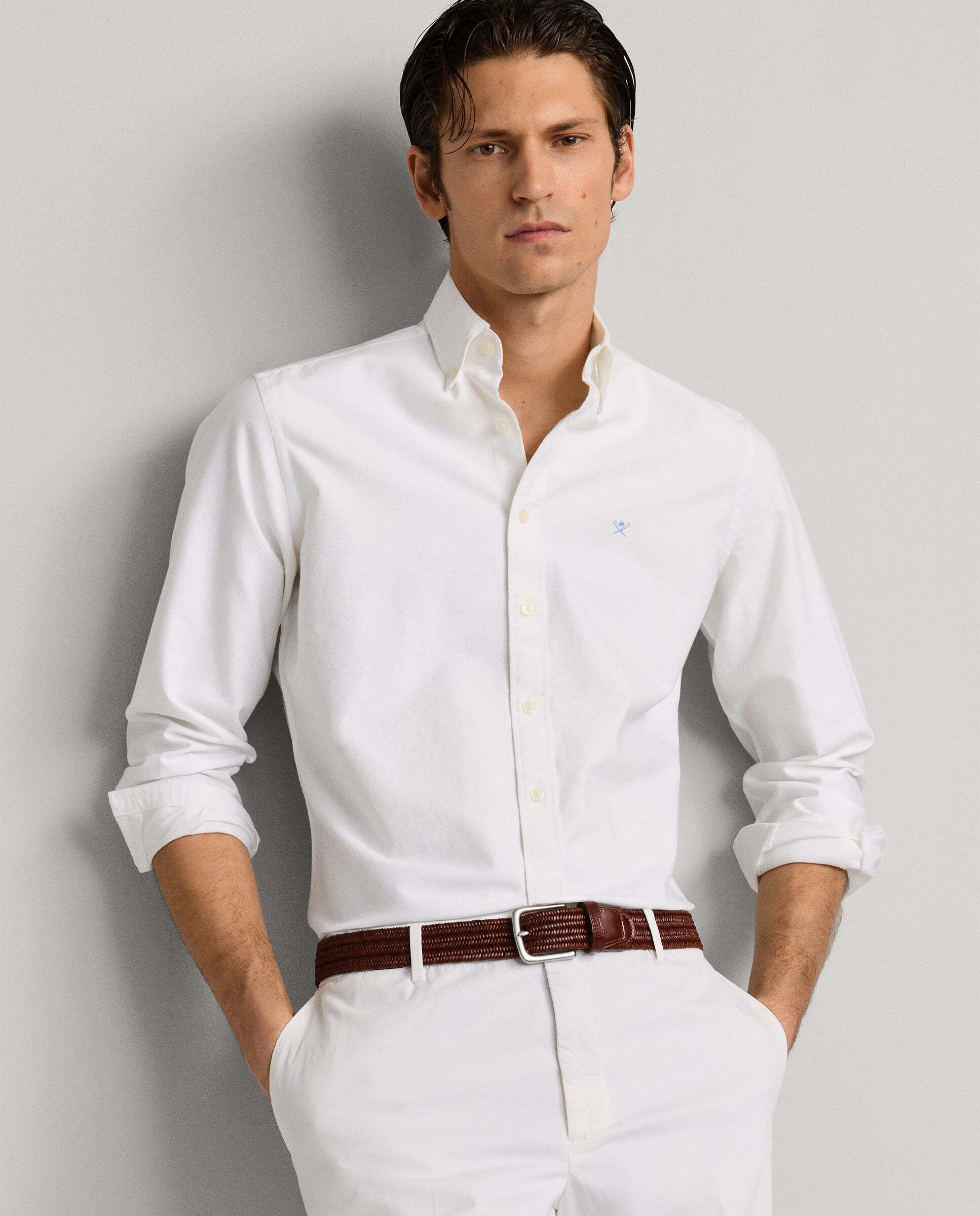 Camisa de hombre oxford lavada fit tailored - Hackett - Blanco Blanco-8