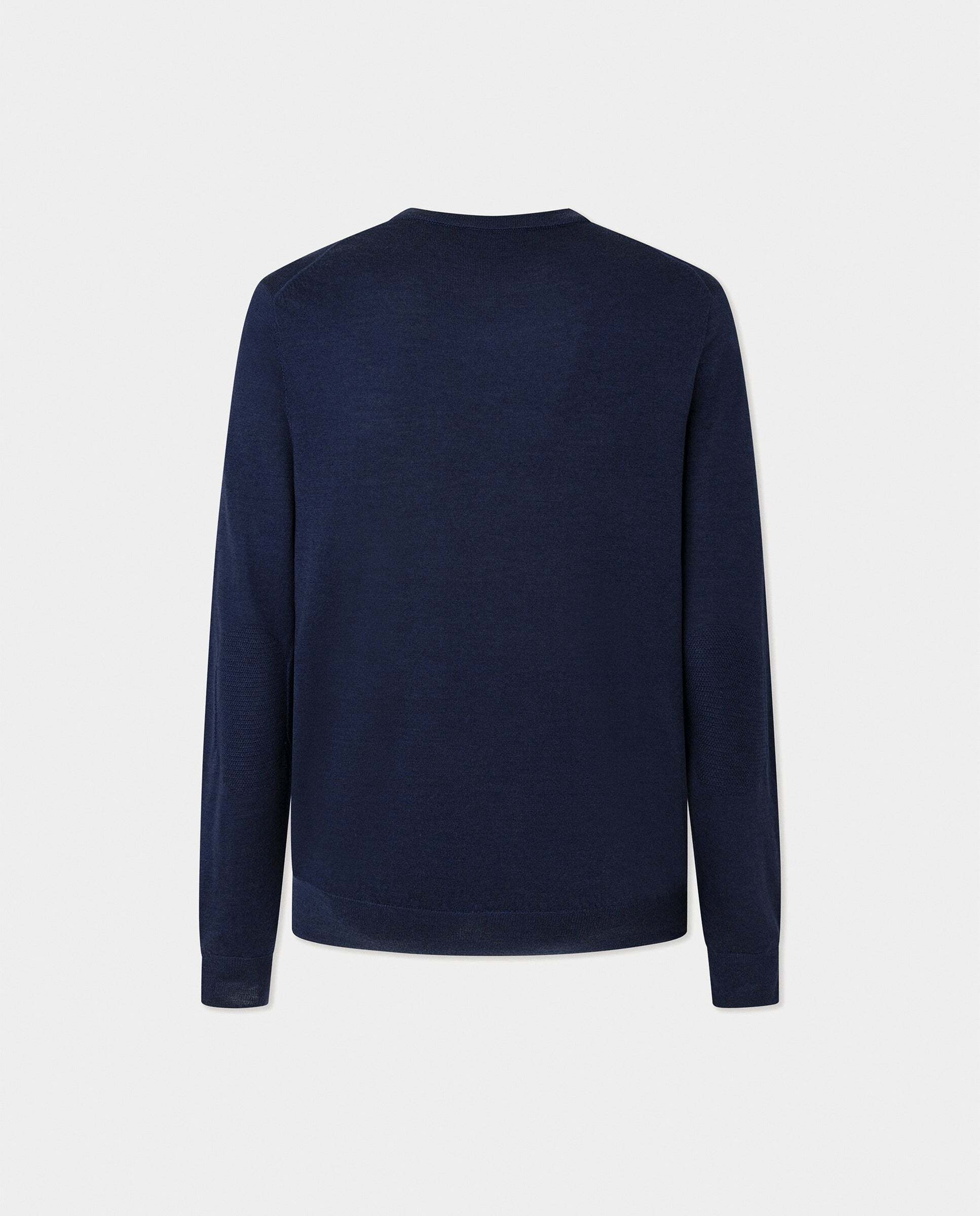 Jersey de hombre de lana merino-seda con cuello redondo - Hackett - Azul marino Azul marino-6