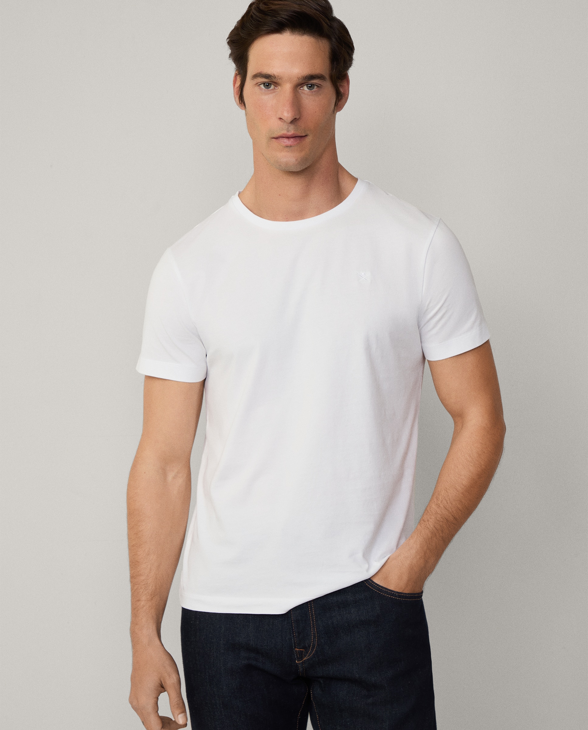 Camiseta de hombre manga corta con logo bordado